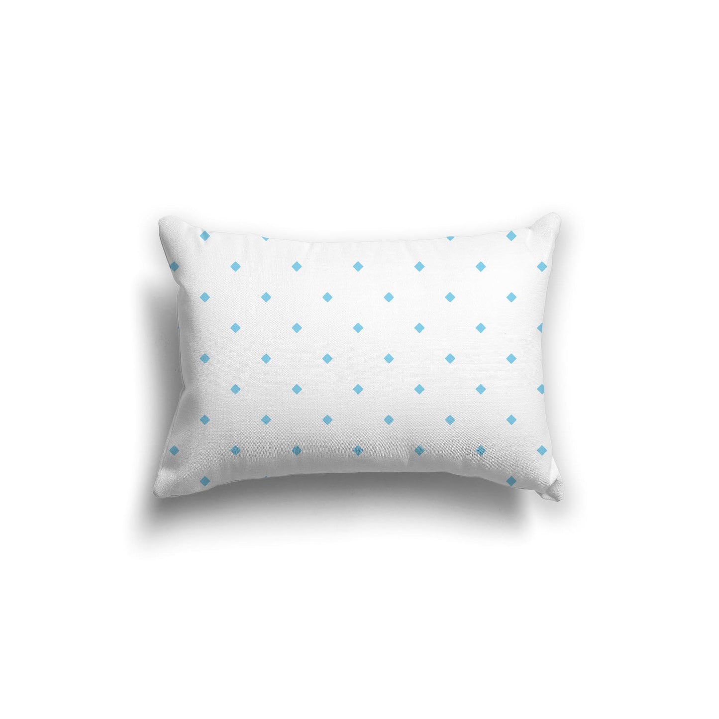 White Spun Polyester Throw Pillow with Light Blue Diamonds on Front 20 x 14 inches / 51 x 36 cm