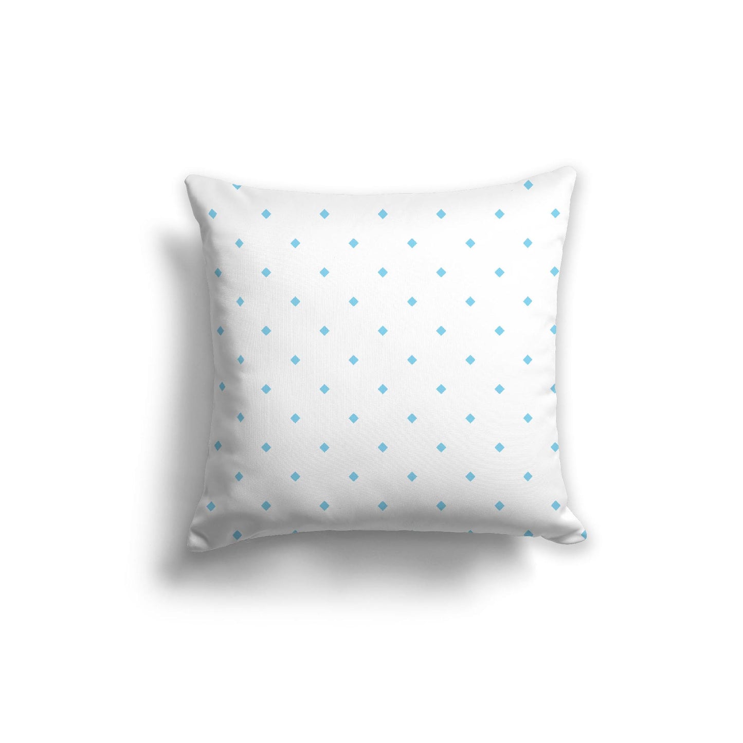 White Spun Polyester Throw Pillow with Light Blue Diamonds on Front 20 x 20 inches / 51 x 51 cm