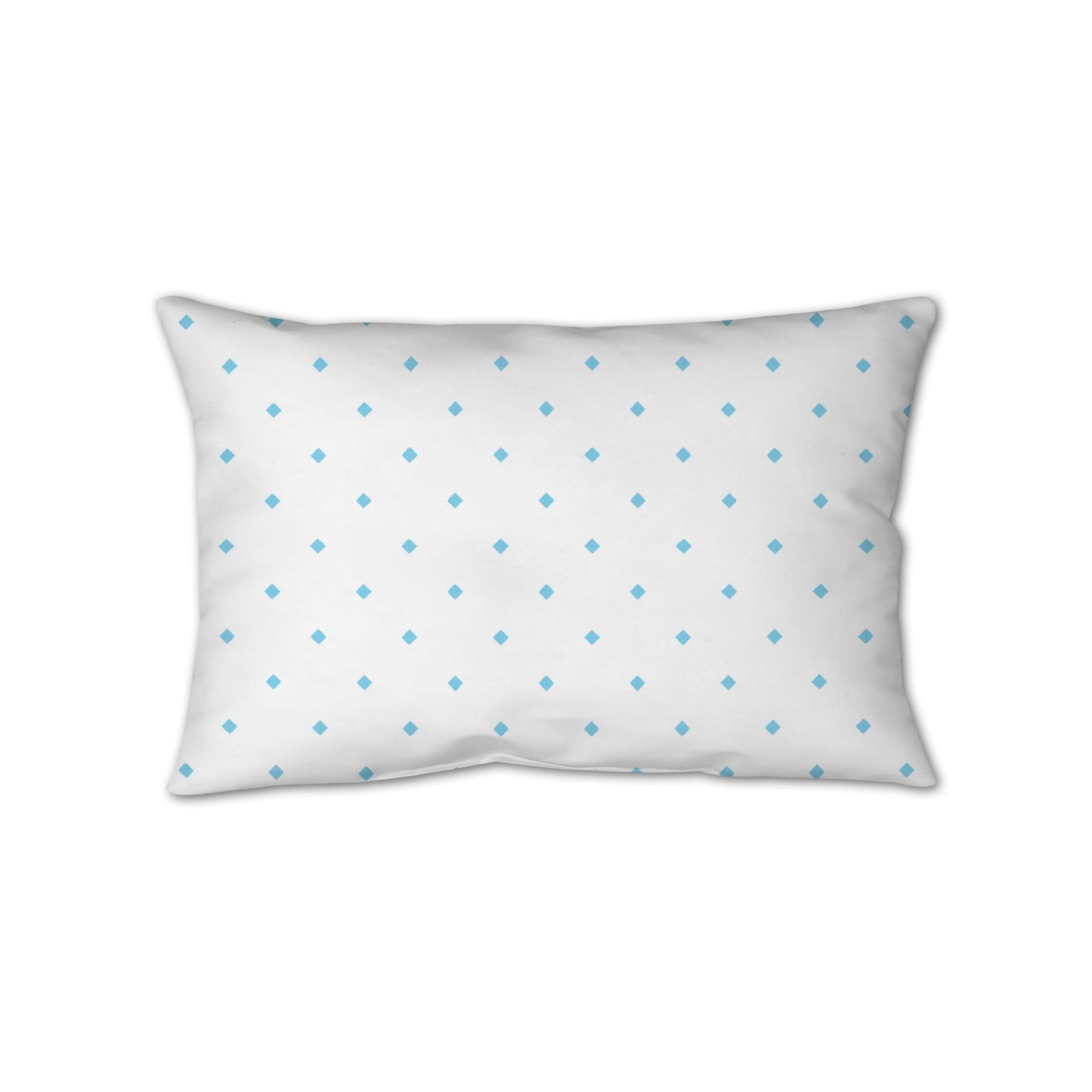 White Spun Polyester Throw Pillow with Light Blue Diamonds on Front 25 x 18 inches / 63.5 x 66 cm