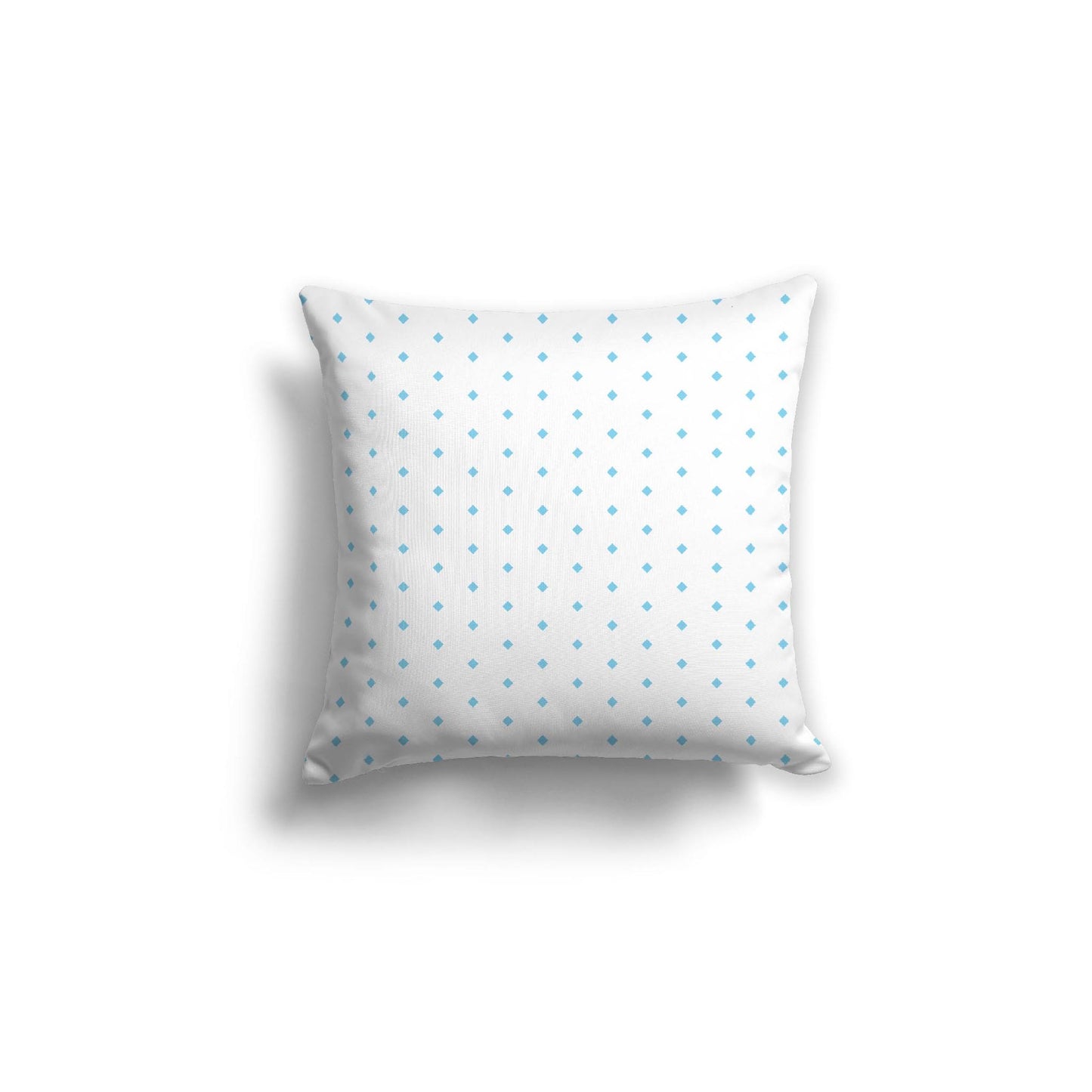 White Spun Polyester Throw Pillow with Fine Light Blue Diamonds on Front 18 x 18 inches / 46 x 46 cm