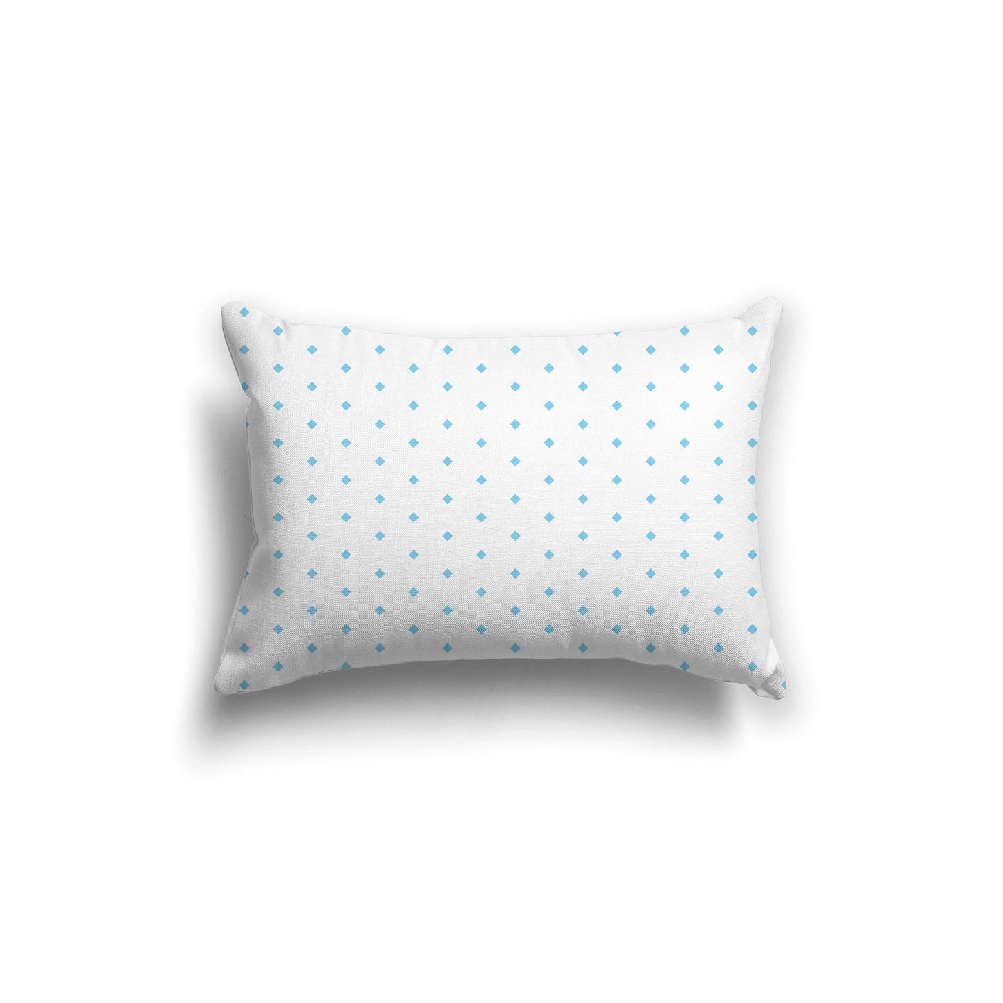White Spun Polyester Throw Pillow with Fine Light Blue Diamonds on Front 20 x 14 inches / 51 x 36 cm