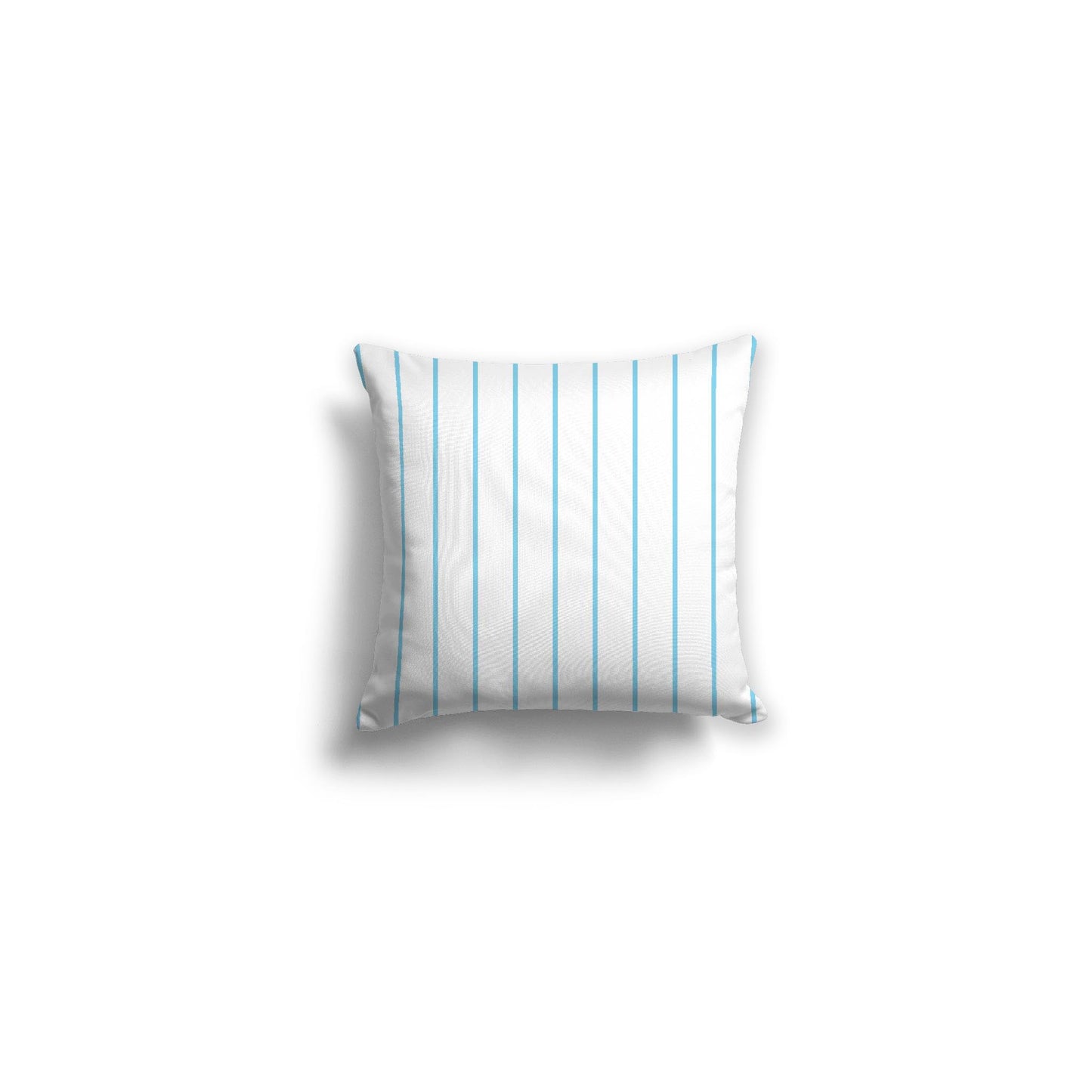 White Spun Polyester Throw Pillow with Fine Light Blue Stripes on Front 14 x 14 inches / 36 x 36 cm
