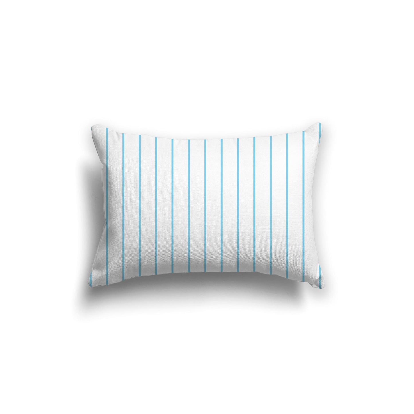 White Spun Polyester Throw Pillow with Fine Light Blue Stripes on Front 20 x 14 inches / 51 x 36 cm