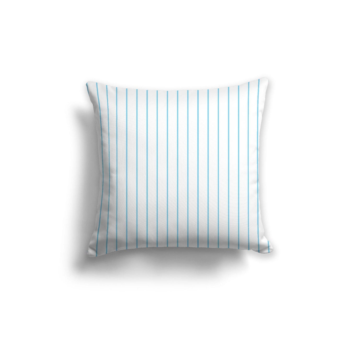 White Spun Polyester Throw Pillow with Fine Light Blue Stripes on Front 26 x 26 inches / 66 x 66 cm