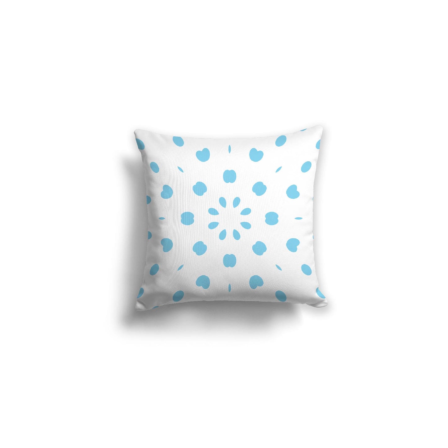 White Spun Polyester Throw Pillow with Light Blue Burst Pattern on Front 16 x 16 inches / 41 x 41 cm