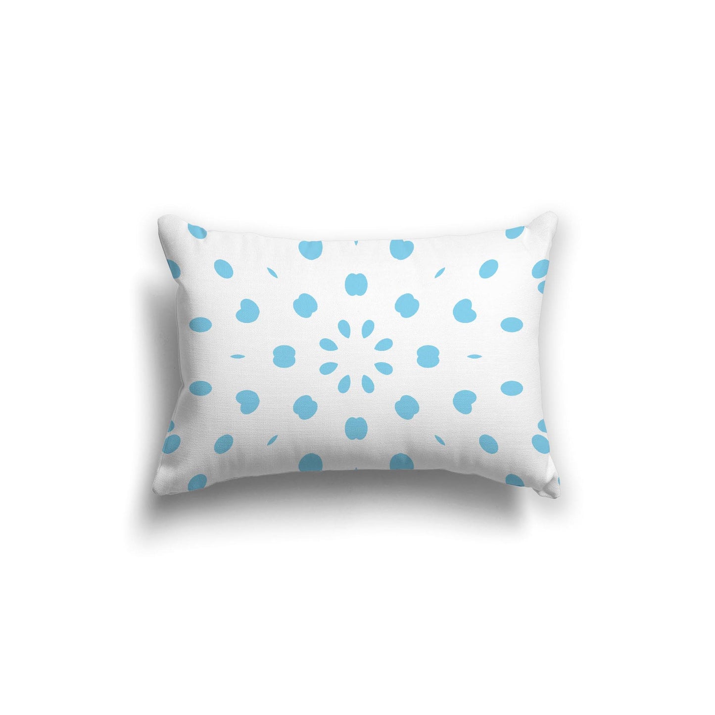 White Spun Polyester Throw Pillow with Light Blue Burst Pattern on Front 20 x 14 inches / 51 x 36 cm