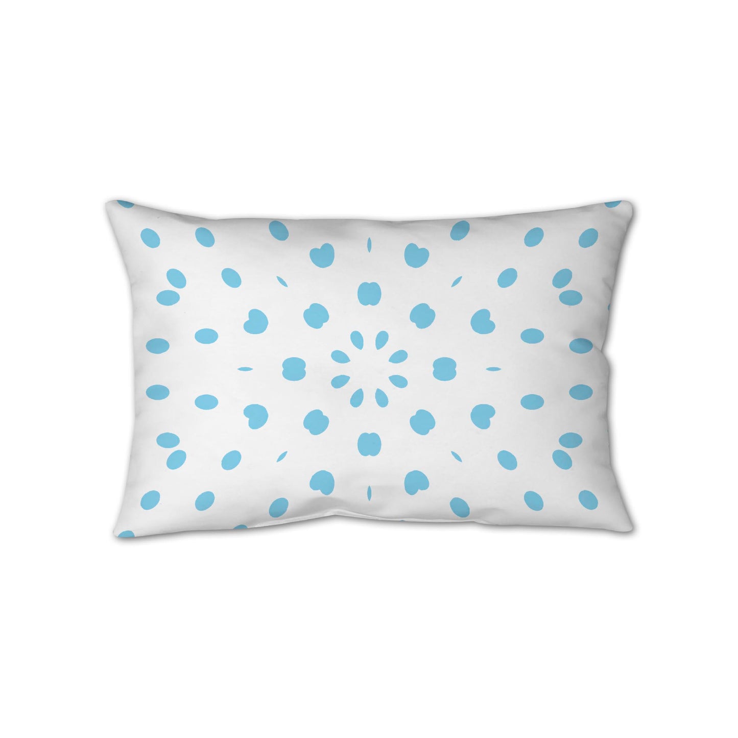 White Spun Polyester Throw Pillow with Light Blue Burst Pattern on Front 25 x 18 inches / 63.5 x 66 cm