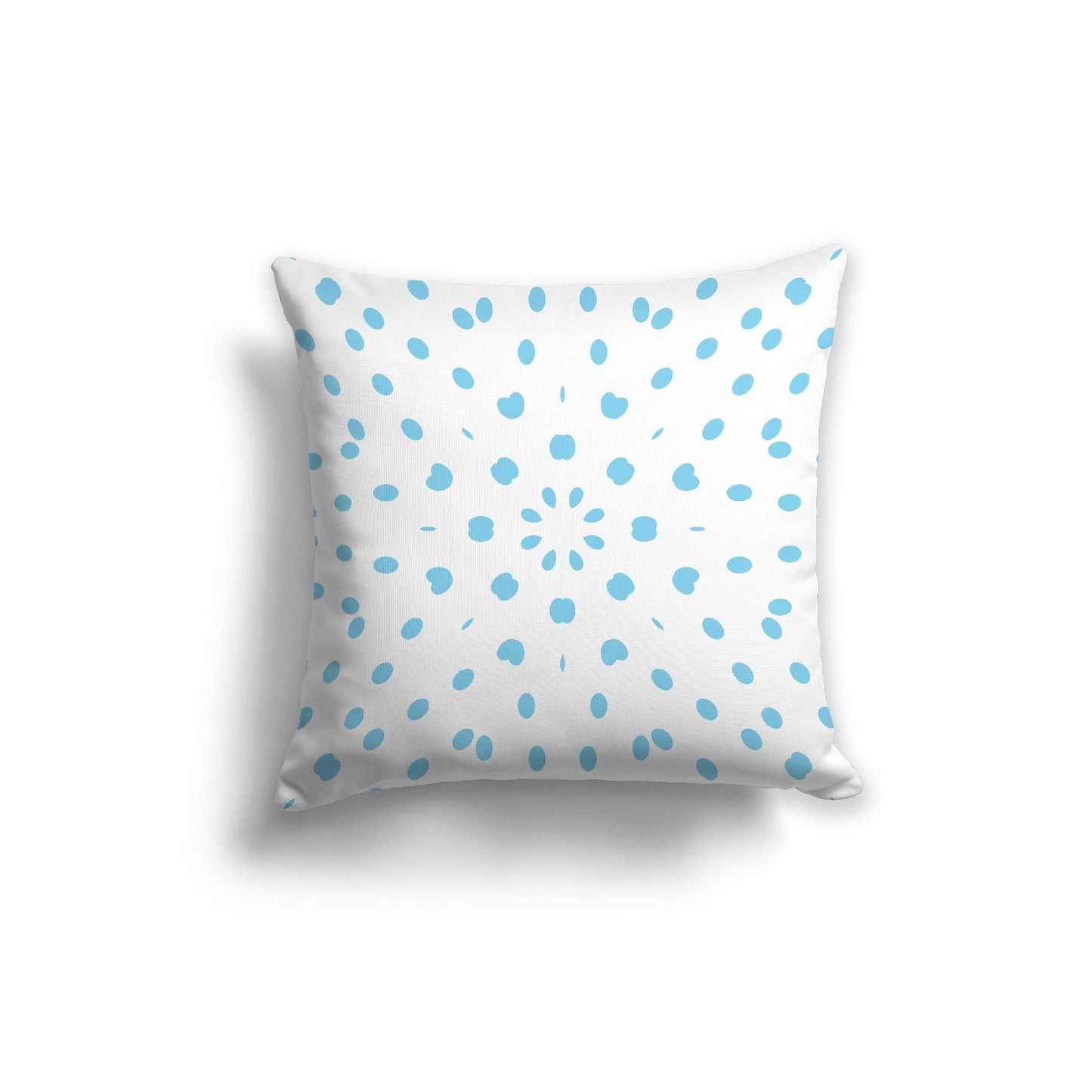 White Spun Polyester Throw Pillow with Light Blue Burst Pattern on Front 26 x 26 inches / 66 x 66 cm