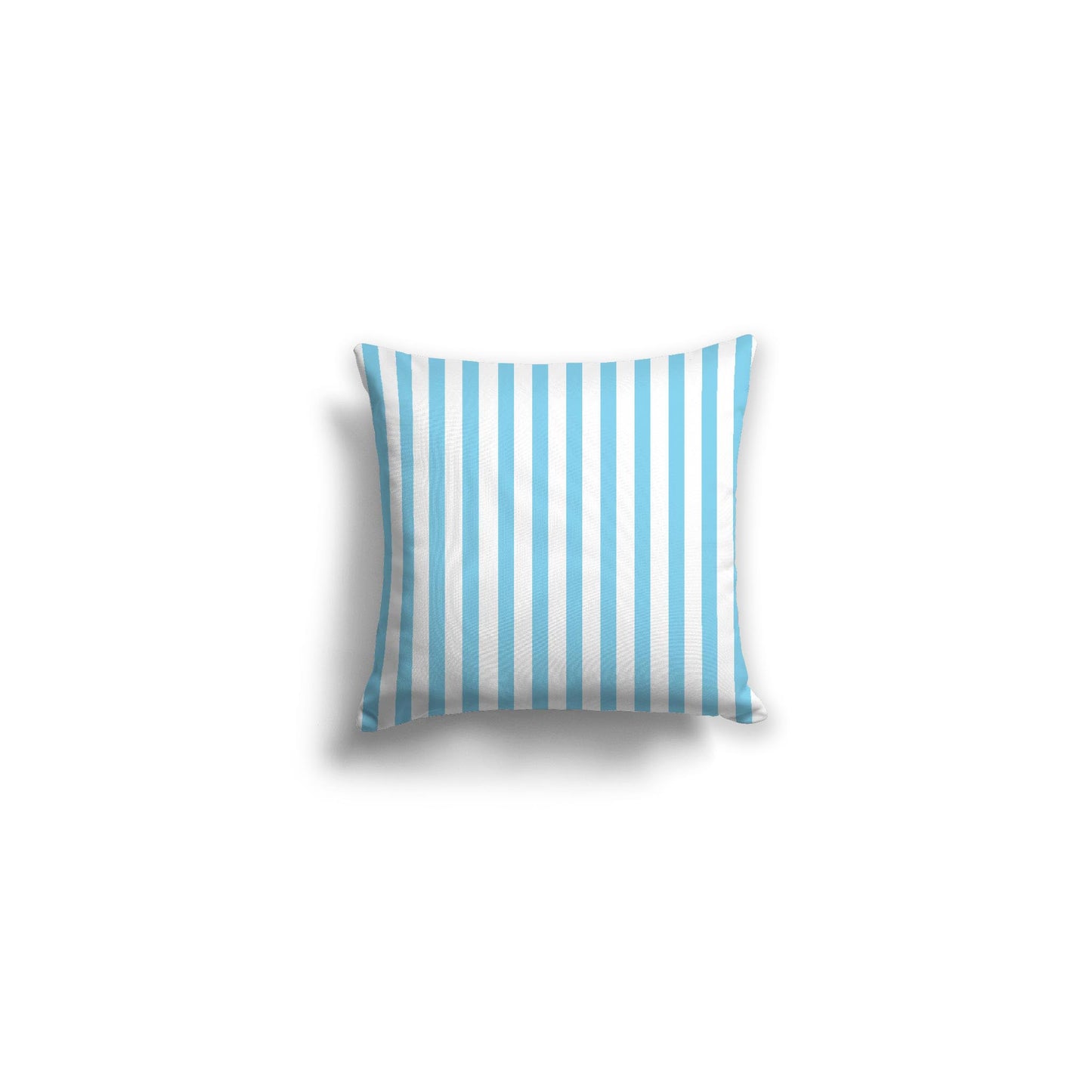 White Spun Polyester Throw Pillow with Thin Light Blue Bars on Front 14 x 14 inches / 36 x 36 cm