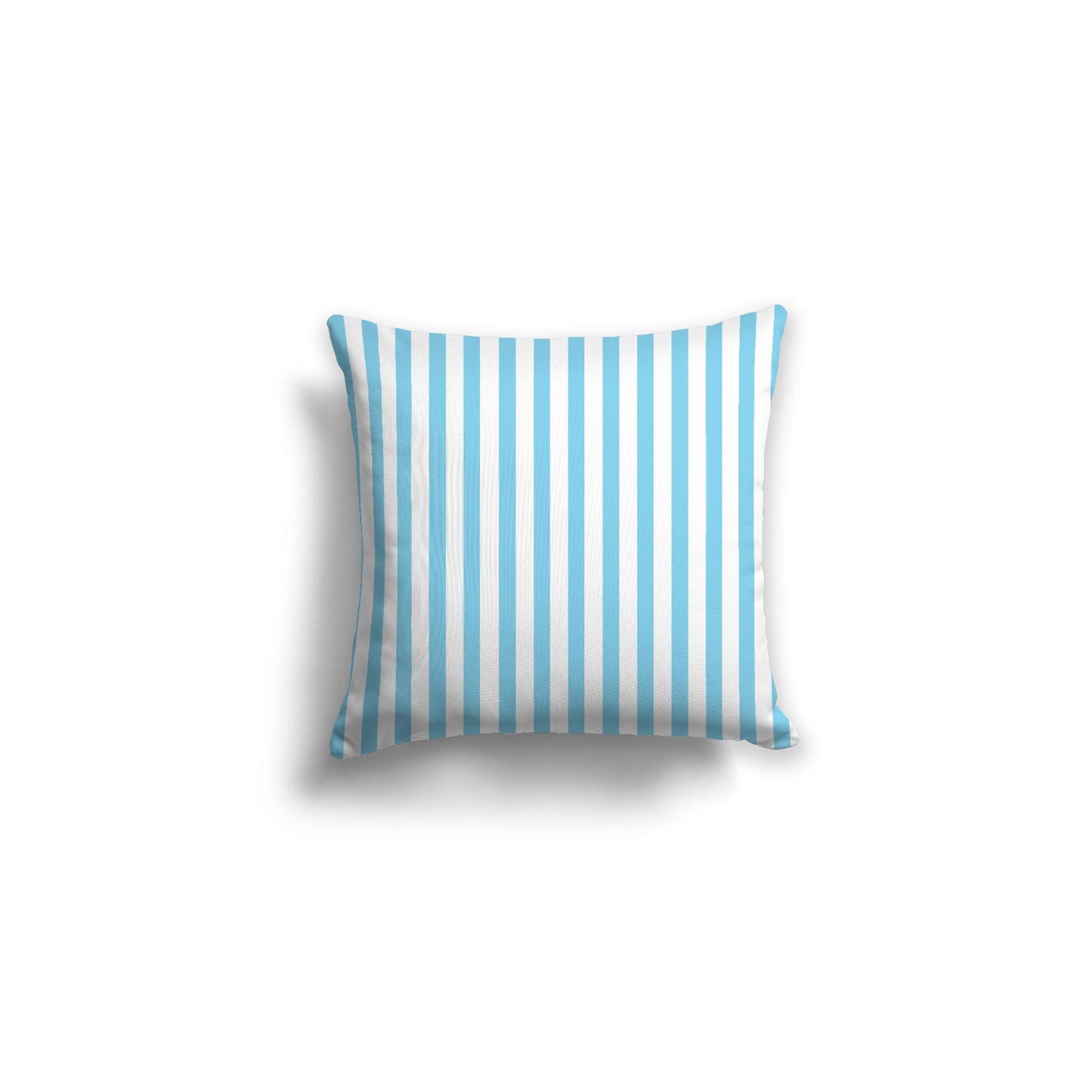 White Spun Polyester Throw Pillow with Thin Light Blue Bars on Front 16 x 16 inches / 41 x 41 cm
