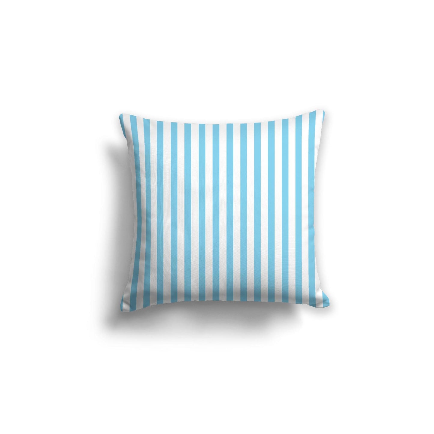 White Spun Polyester Throw Pillow with Thin Light Blue Bars on Front 18 x 18 inches / 46 x 46 cm