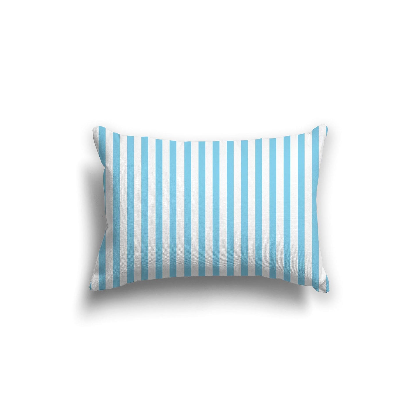 White Spun Polyester Throw Pillow with Thin Light Blue Bars on Front 20 x 14 inches / 51 x 36 cm