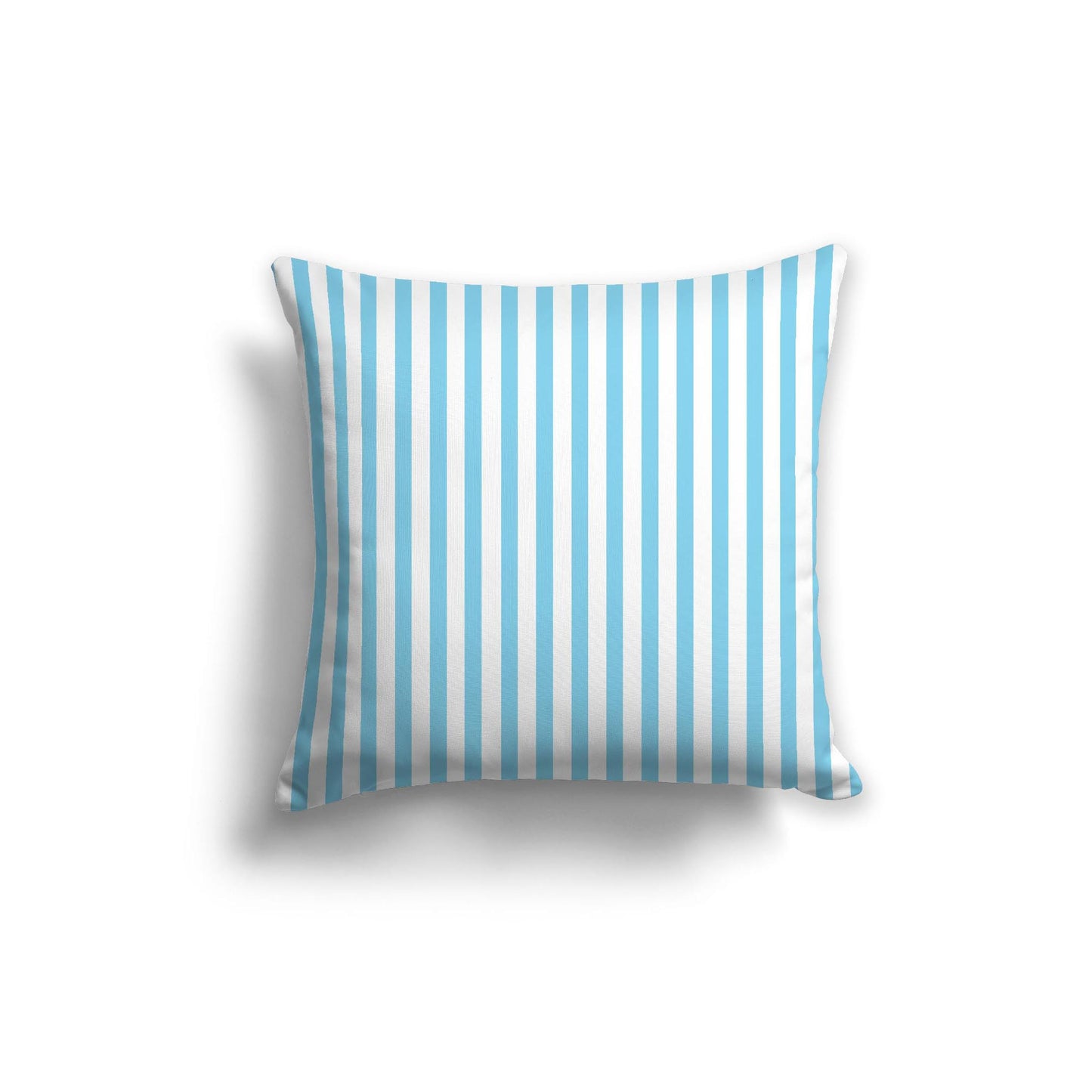White Spun Polyester Throw Pillow with Thin Light Blue Bars on Front 20 x 20 inches / 51 x 51 cm