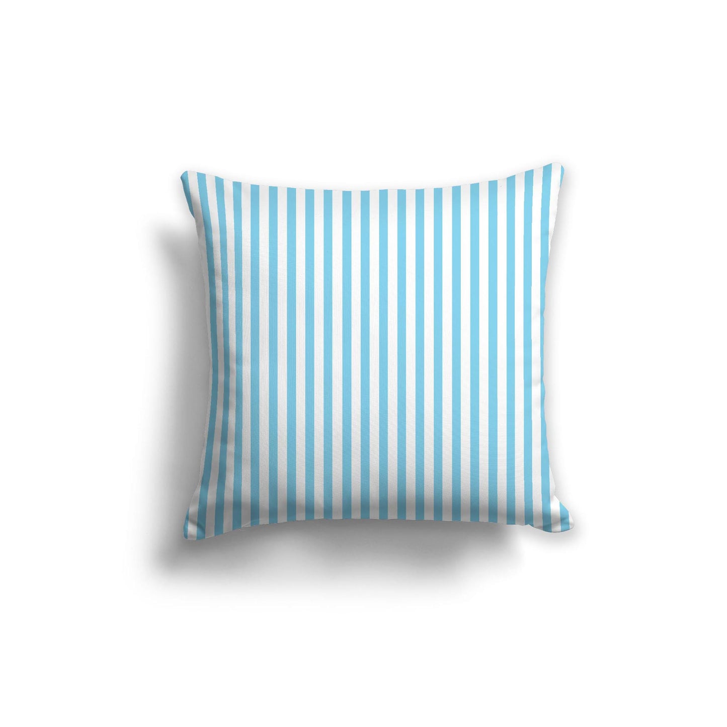 White Spun Polyester Throw Pillow with Thin Light Blue Bars on Front | 26 x 26 inches