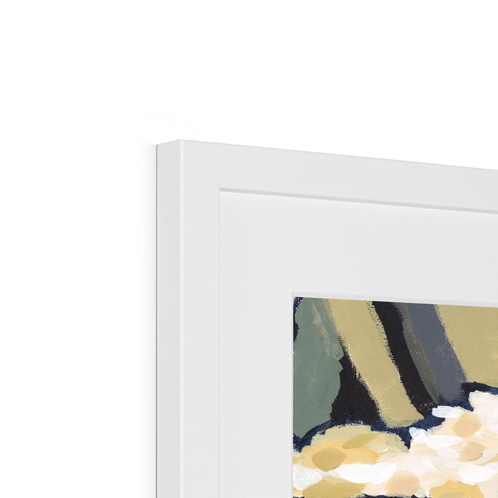 Framed Fine Art Print, White Mat - 6x8 8x12 12x16 12x18 inches | Hydrangeas & Zinnias in Acrylic, FPV-1030-002