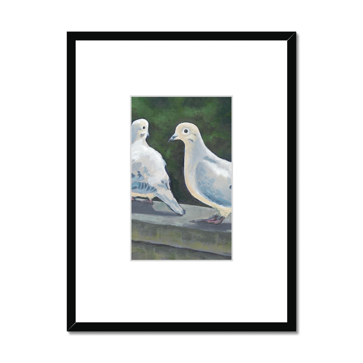 Framed Fine Art Print, Faux Mat - 18x24 inches | Mourning Doves in Acrylic, FMV-1000-1125