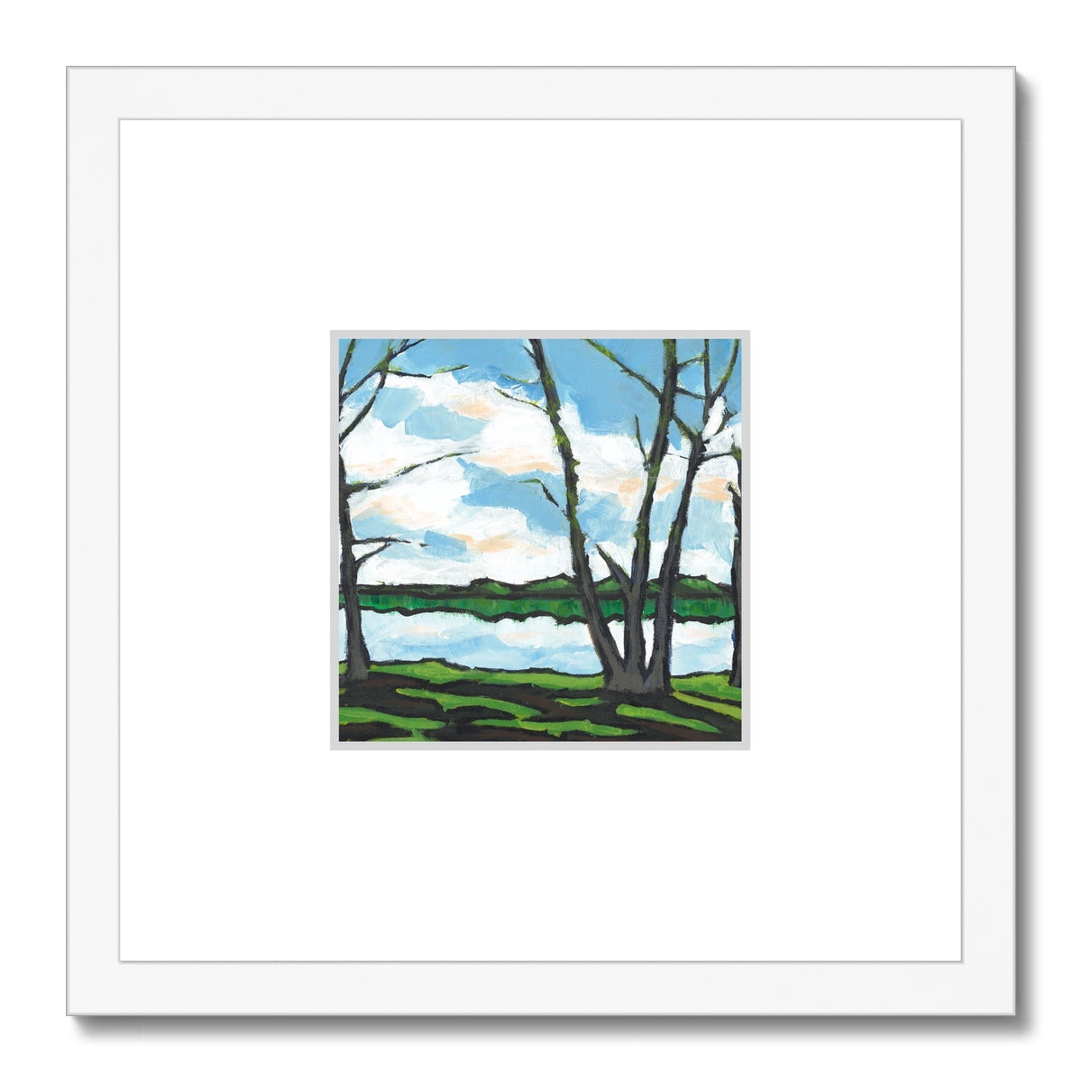 Framed Fine Art Print, Faux Mat - 12x12 inches | Lakeshore in Acrylic, FMS-1100