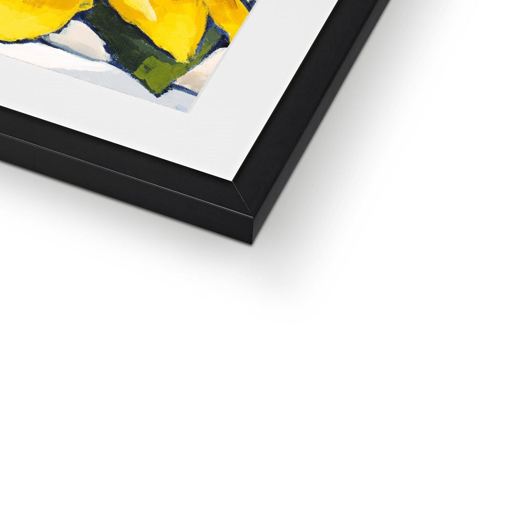 Framed Fine Art Print, White Mat - 6x8 8x12 12x16 12x18 inches | Sunflowers in Acrylic, FPV-1040-002