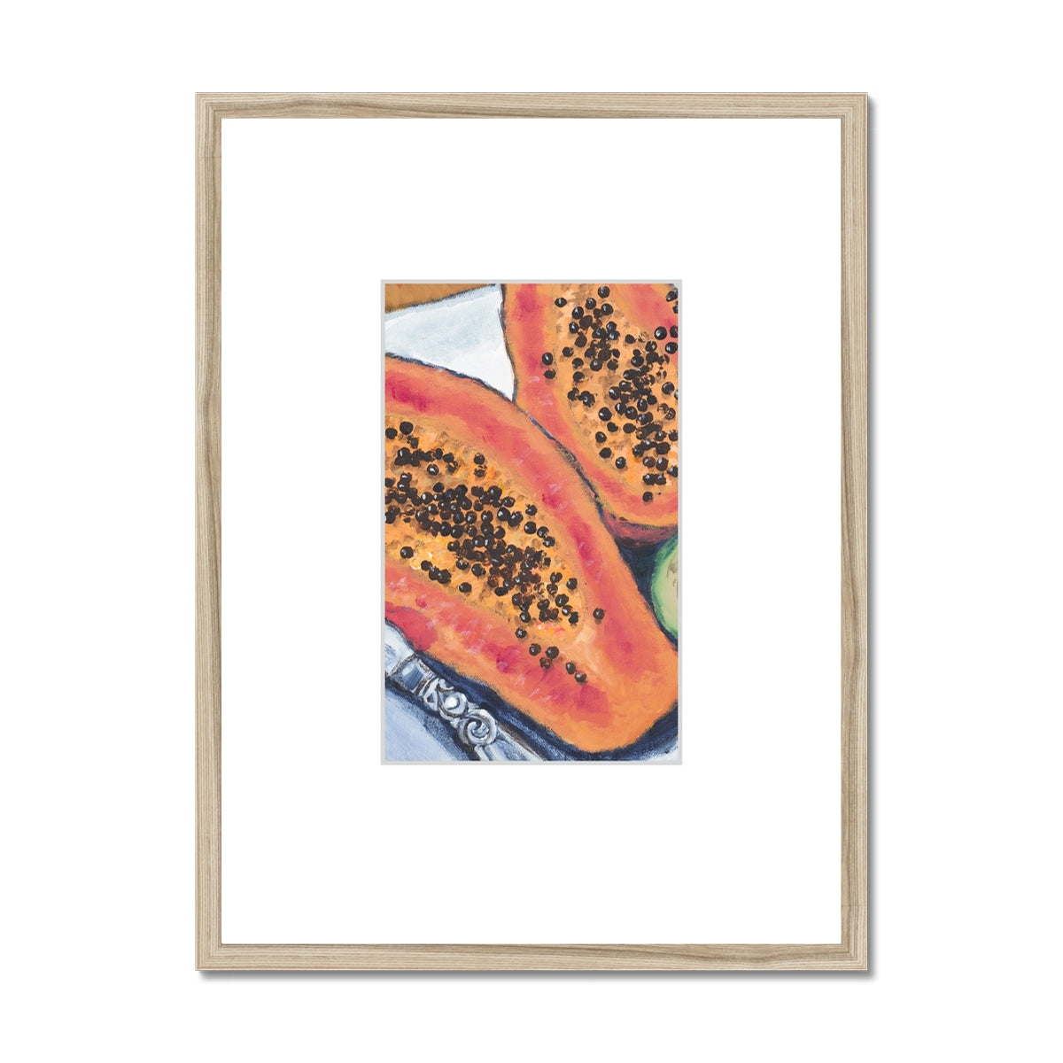Framed Fine Art Print, Faux Mat - 18x24 inches | Papaya & Avocados in Acrylic, FMV-1000-1105-001