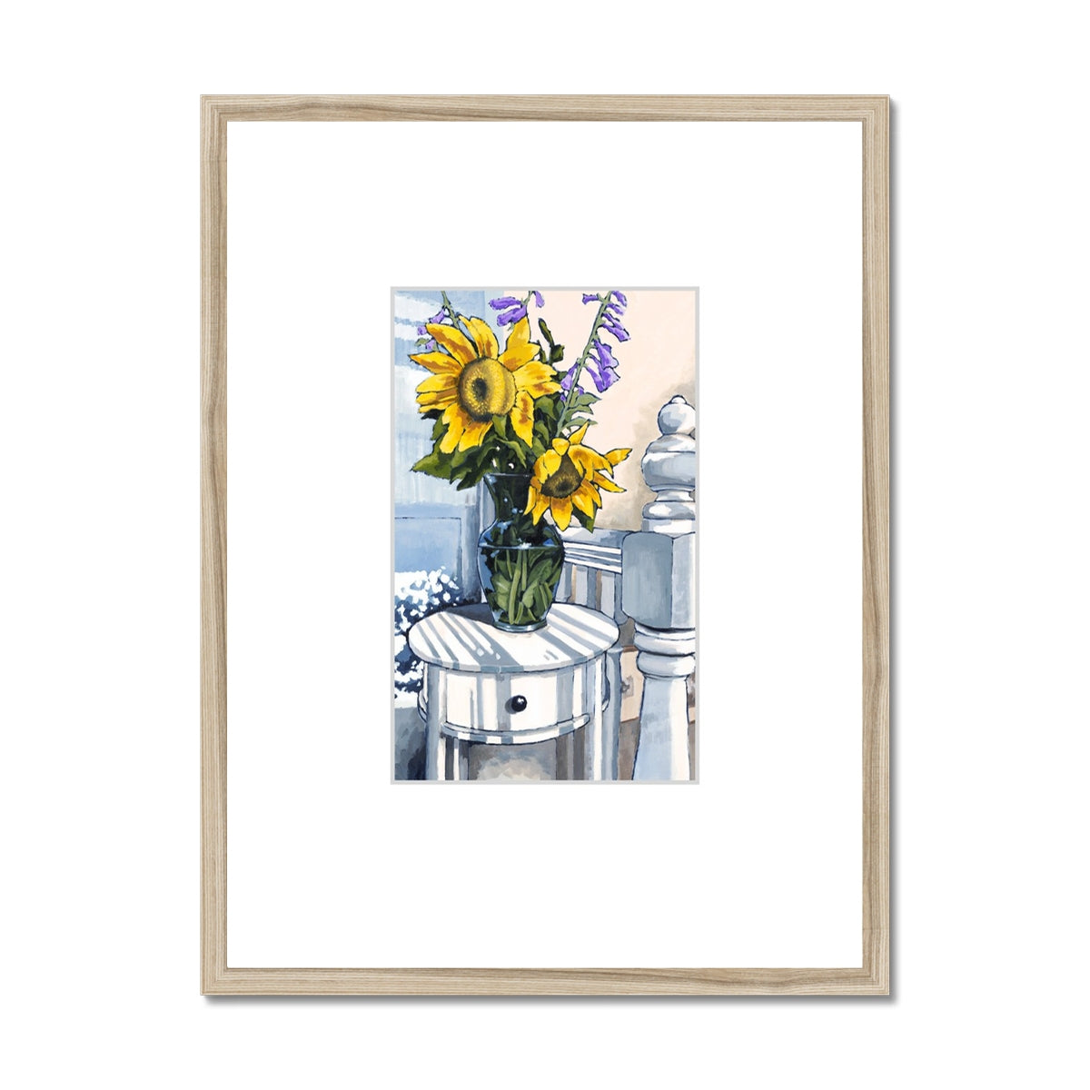 Framed Fine Art Print, Faux Mat - 18x24 inches | Sunflowers in Acrylic, FMV-1040-001