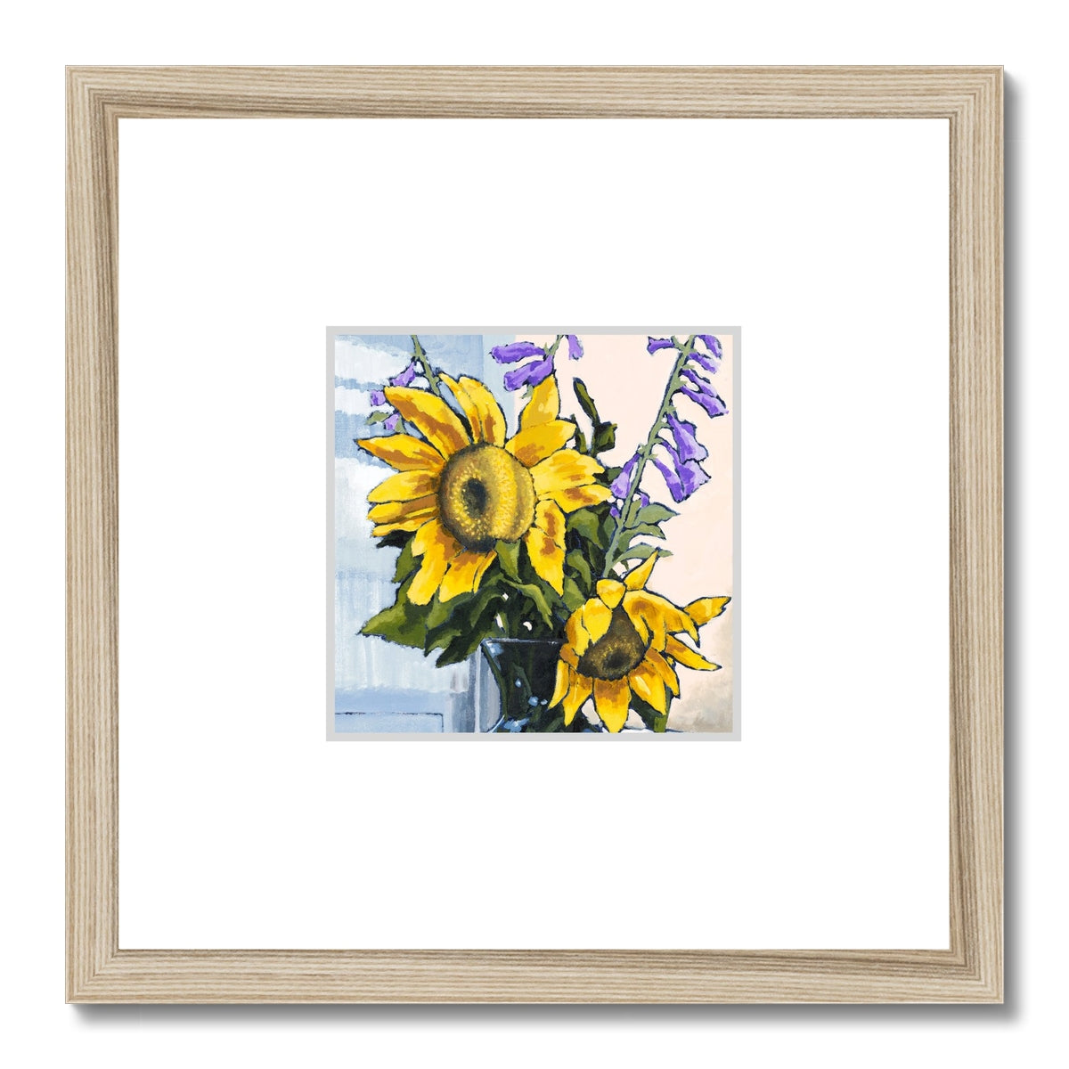 Framed Fine Art Print, Faux Mat - 12x12 inches | Sunflowers in Acrylic, FMS-1040-002
