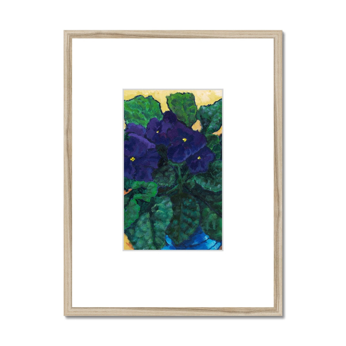 Framed Fine Art Print, Faux Mat - 18x24 inches | African Violets in Acrylic, FMV-1090