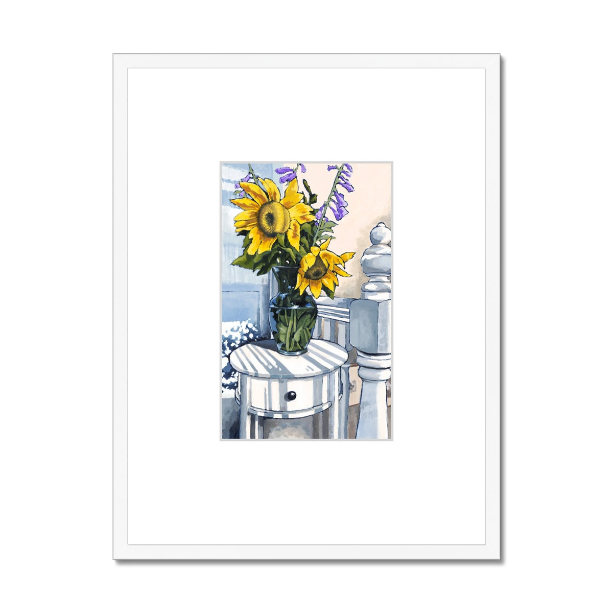 Framed Fine Art Print, Faux Mat - 18x24 inches | Sunflowers in Acrylic, FMV-1040-001