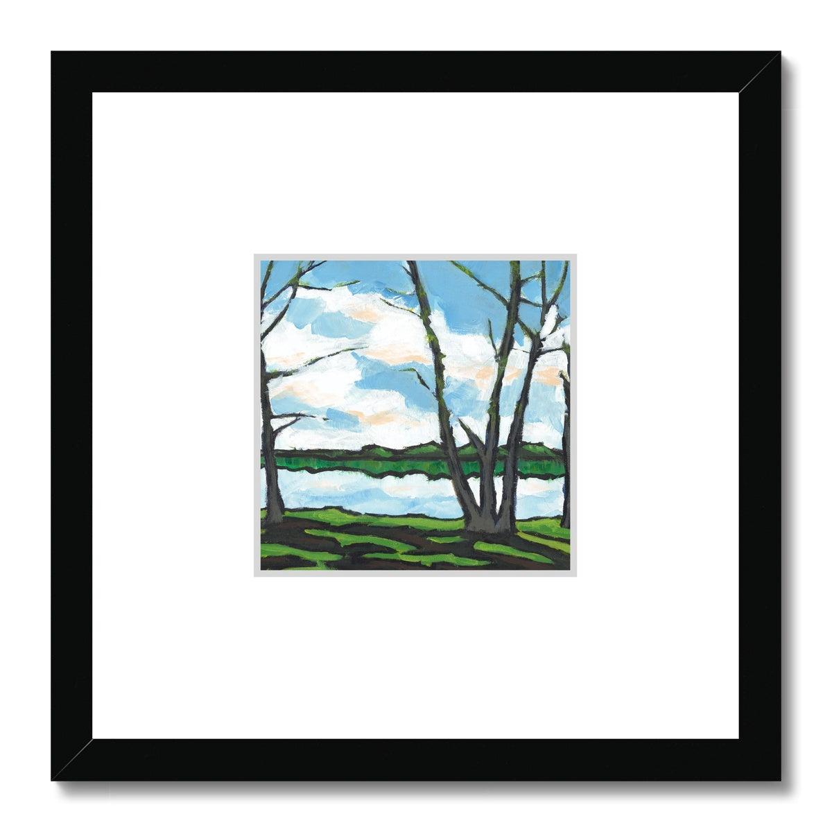 Framed Fine Art Print, Faux Mat - 12x12 inches | Lakeshore in Acrylic, FMS-1100
