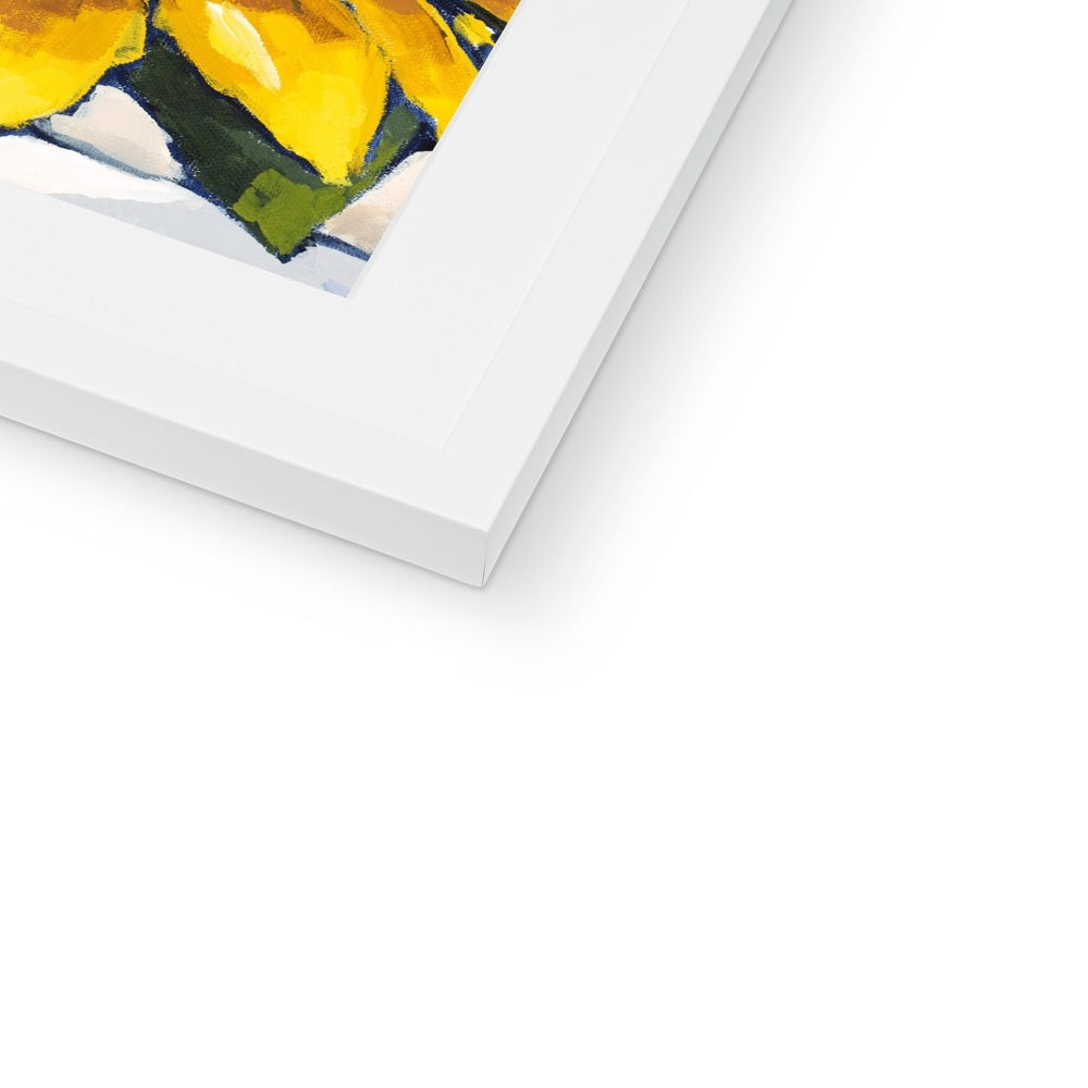 Framed Fine Art Print, White Mat - 6x8 8x12 12x16 12x18 inches | Sunflowers in Acrylic, FPV-1040-002