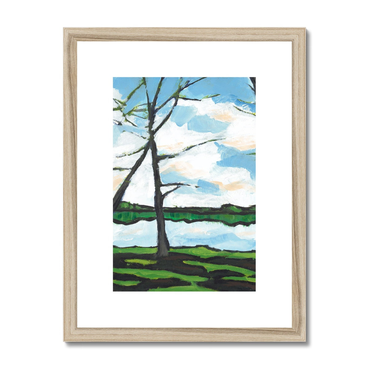 Framed Fine Art Print, White Mat - 6x8 8x12 12x16 18x24 inches | Lakeshore in Acrylic, FPV-1101-002