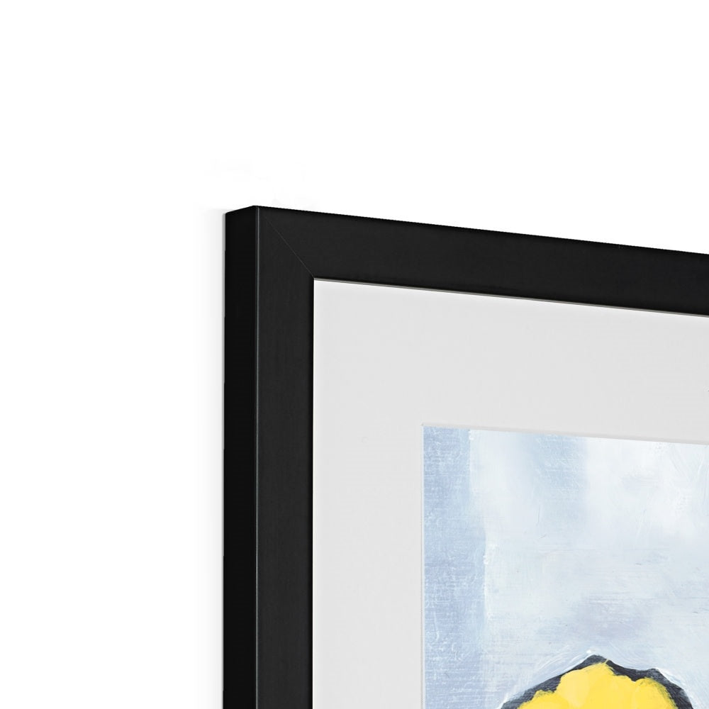 Framed Fine Art Print, White Mat - 8x8 12x12 16x16 20x20 24x24 28x28 inches | Yellow Tulips in Acrylic, FPS-1120