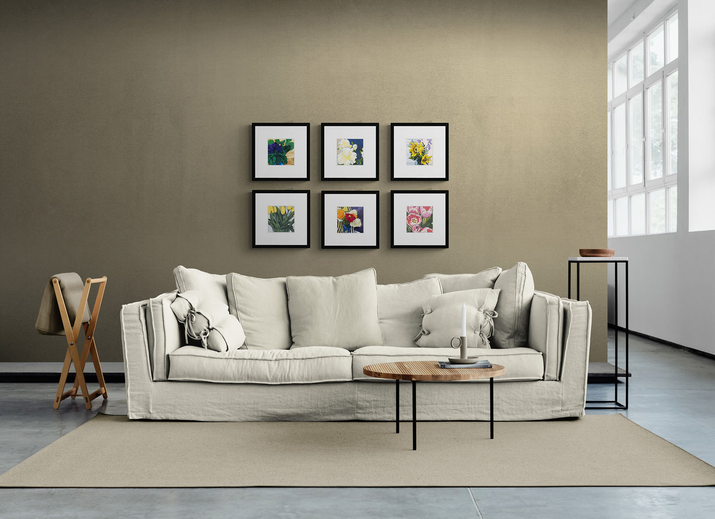 Framed Fine Art Print, Faux Mat - 12x12 inches | White Peonies in Acrylic, FMS-1050