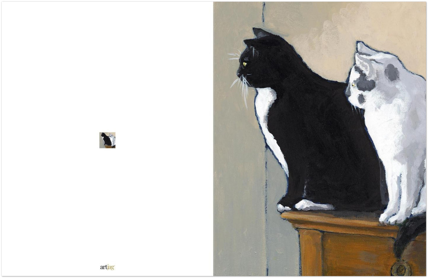 Black Cat White Cat — Fine Art Note Cards with Black & White Design, Blank Inside, Pack of 10 with Envelopes #NC-2022