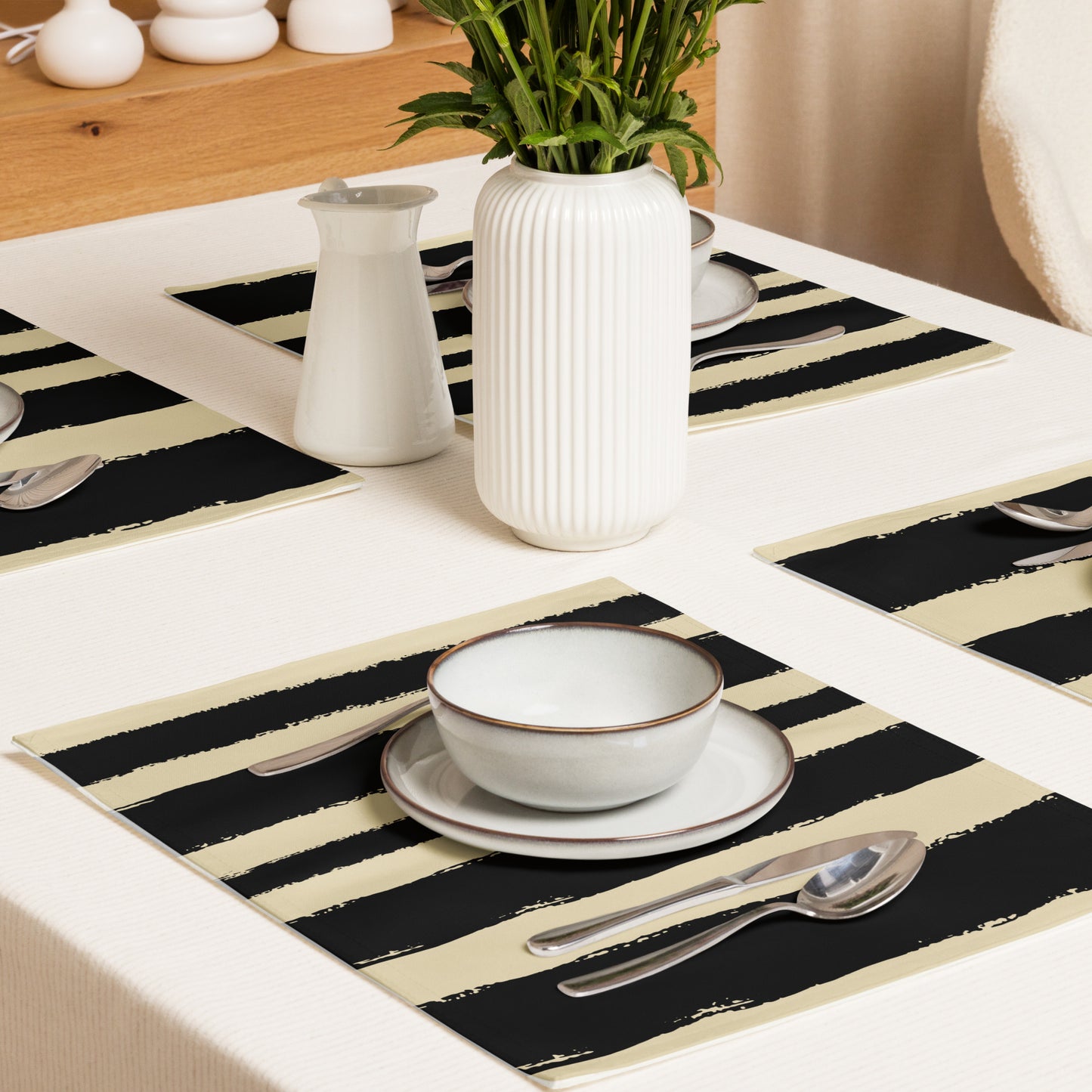 Placemat Set with Hand-painted Brush Stroke Print | PSBS-1014