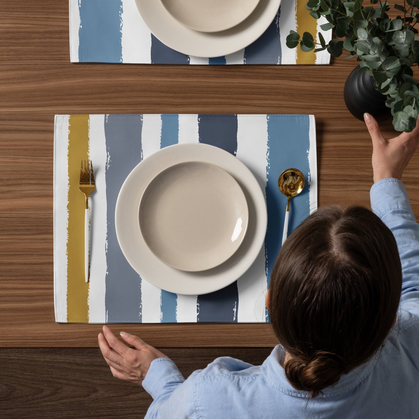 Placemat Set with Hand-painted Brush Stroke Print | PSBS-1020