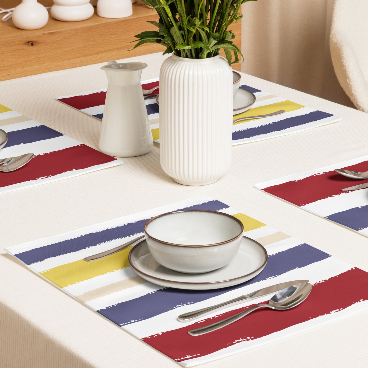 Placemat Set with Hand-painted Brush Stroke Print | PSBS-1030