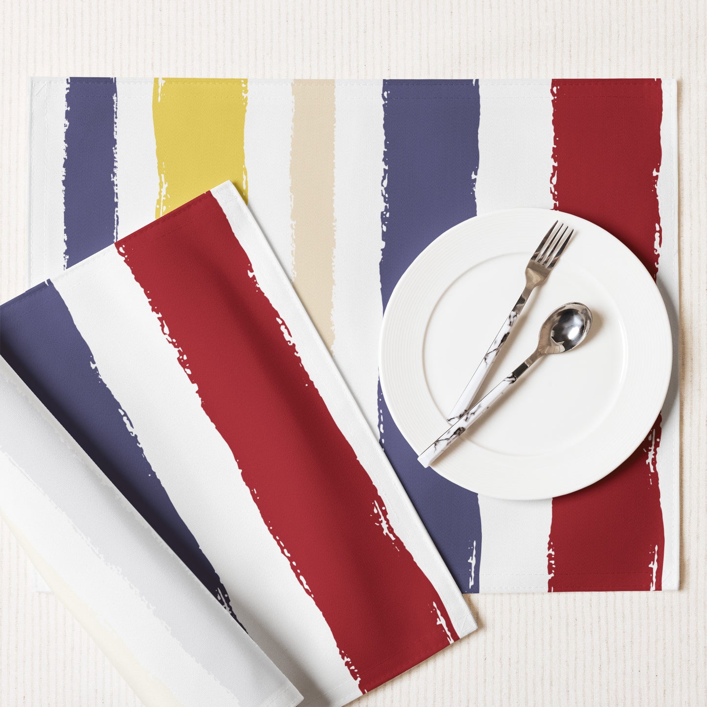 Placemat Set with Hand-painted Brush Stroke Print | PSBS-1030