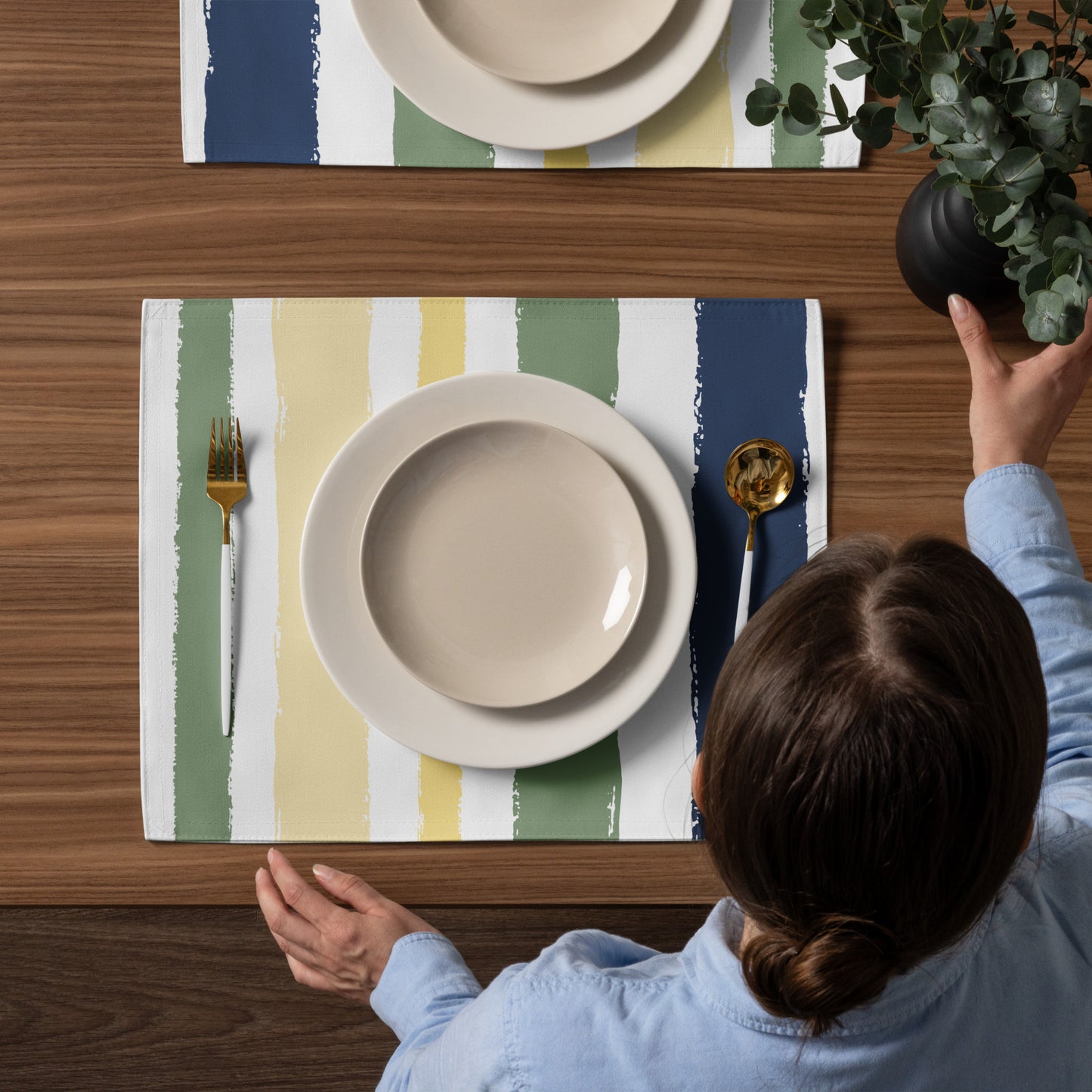 Placemat Set with Hand-painted Brush Stroke Print | PSBS-1050
