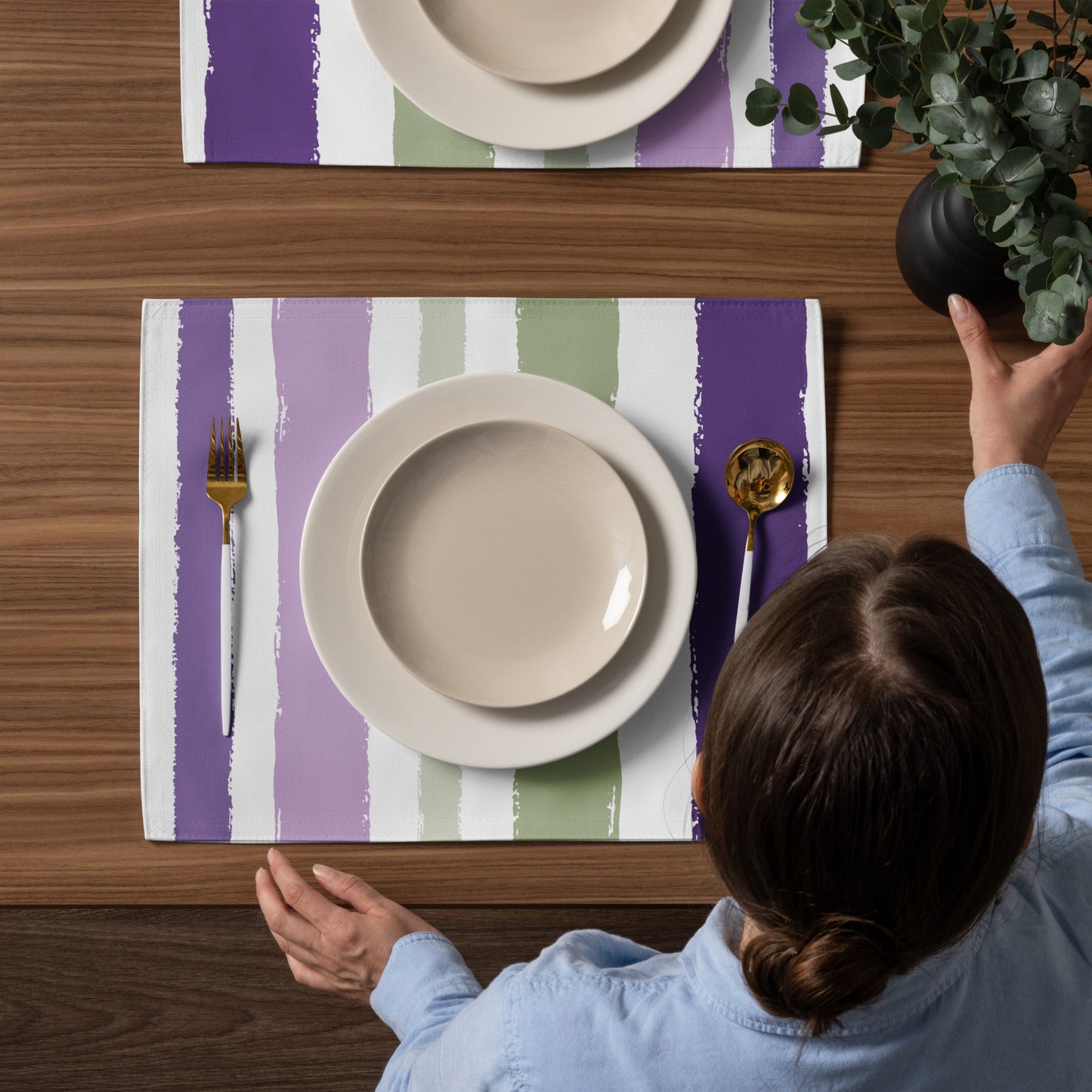 Placemat Set with Hand-painted Brush Stroke Print | PSBS-1070