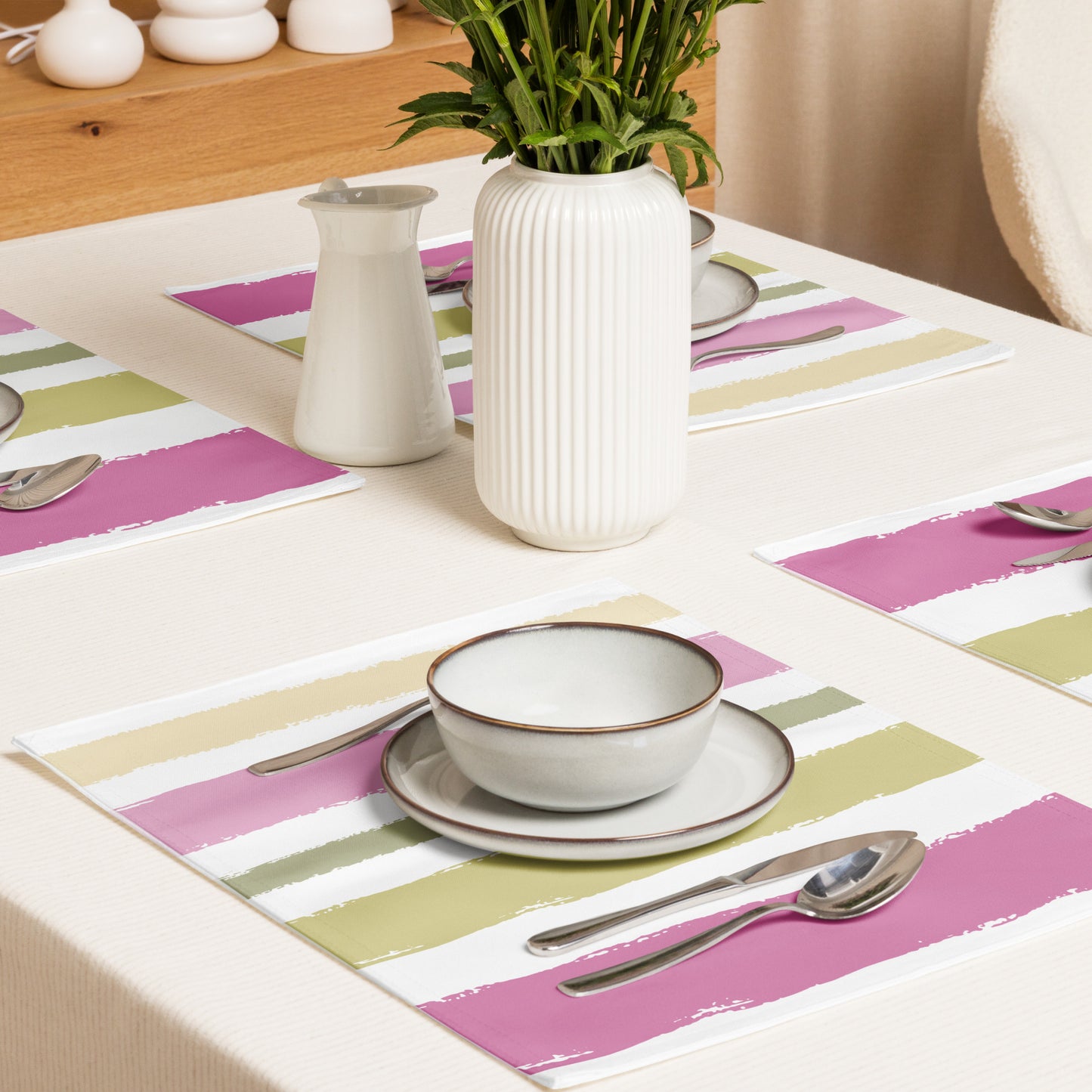 Placemat Set with Hand-painted Brush Stroke Print | PSBS-1080