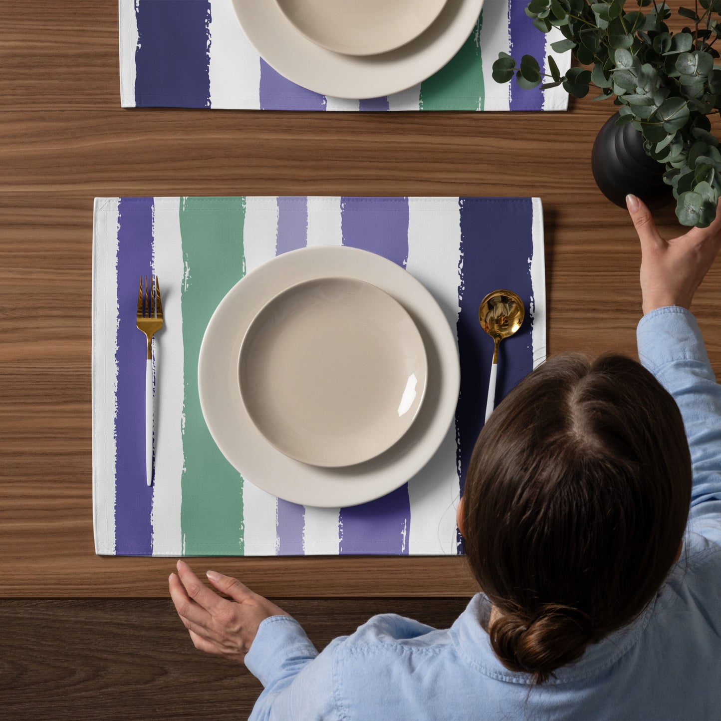 Placemat Set with Hand-painted Brush Stroke Print | PSBS-1090