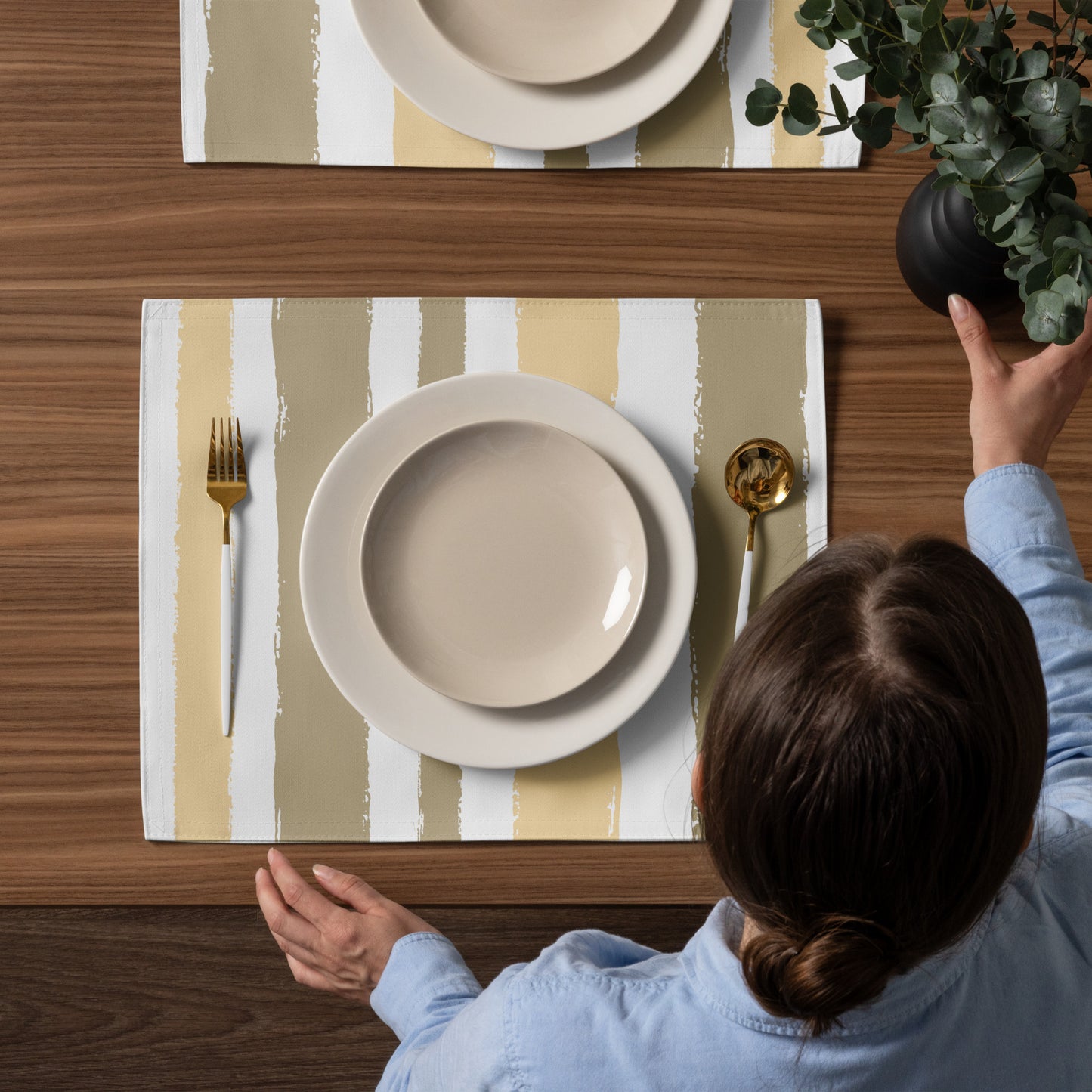 Placemat Set with Hand-painted Brush Stroke Print | PSBS-1136