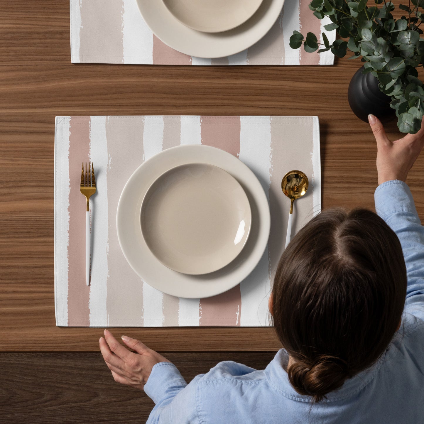 Placemat Set with Hand-painted Brush Stroke Print | PSBS-1139