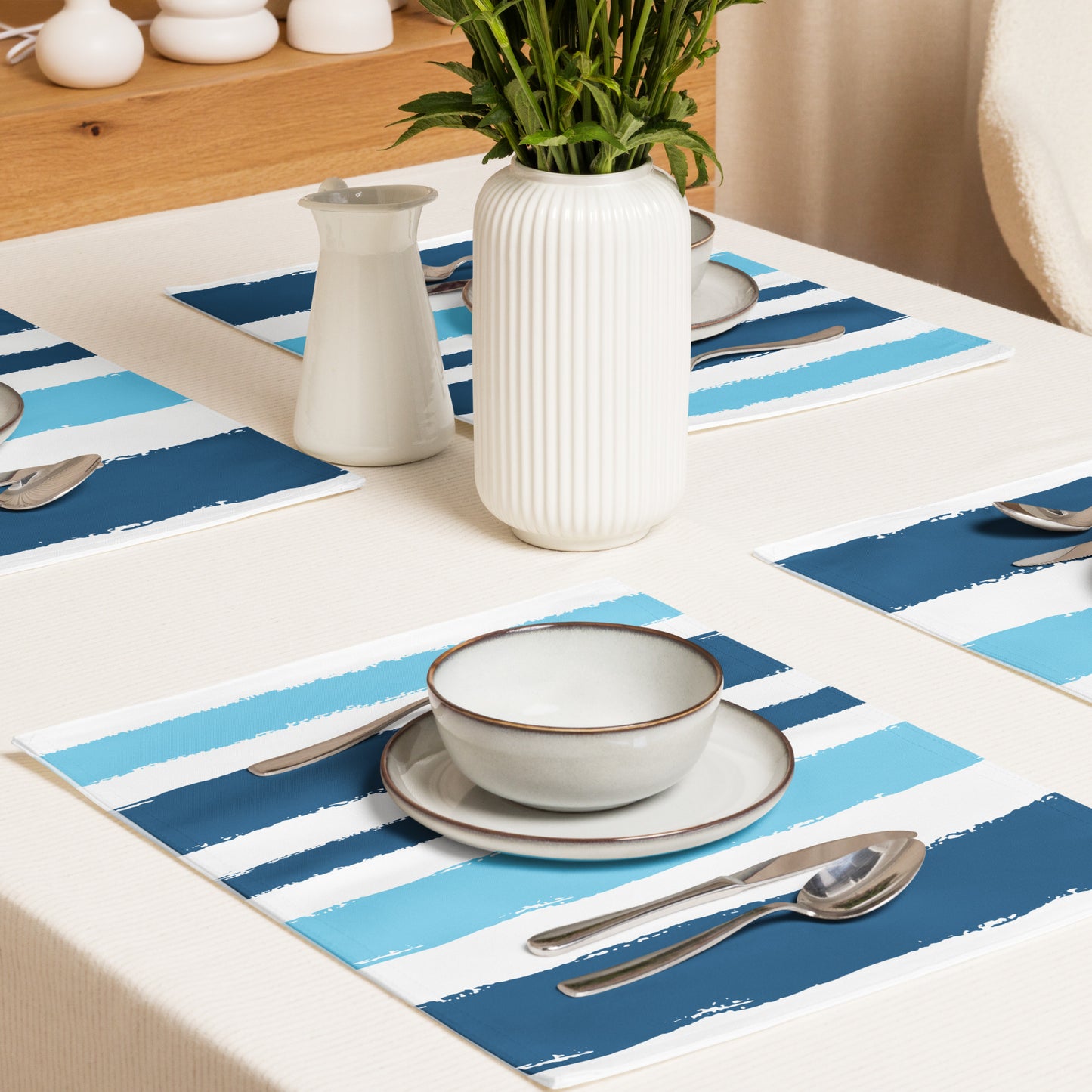 Placemat Set with Hand-painted Brush Stroke Print | PSBS-1153