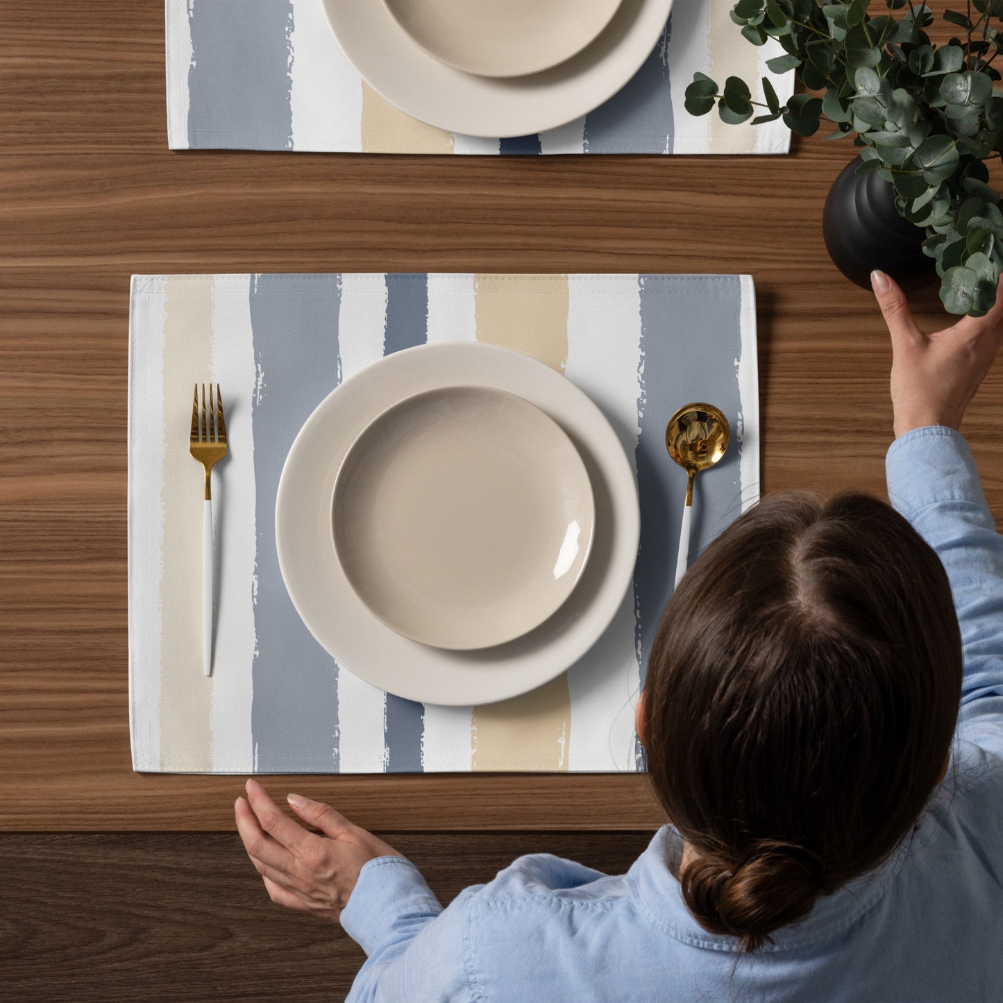 Placemat Set with Hand-painted Brush Stroke Print | PSBS-1163