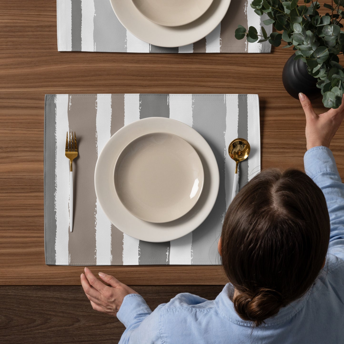 Placemat Set with Hand-painted Brush Stroke Print | PSBS-1171
