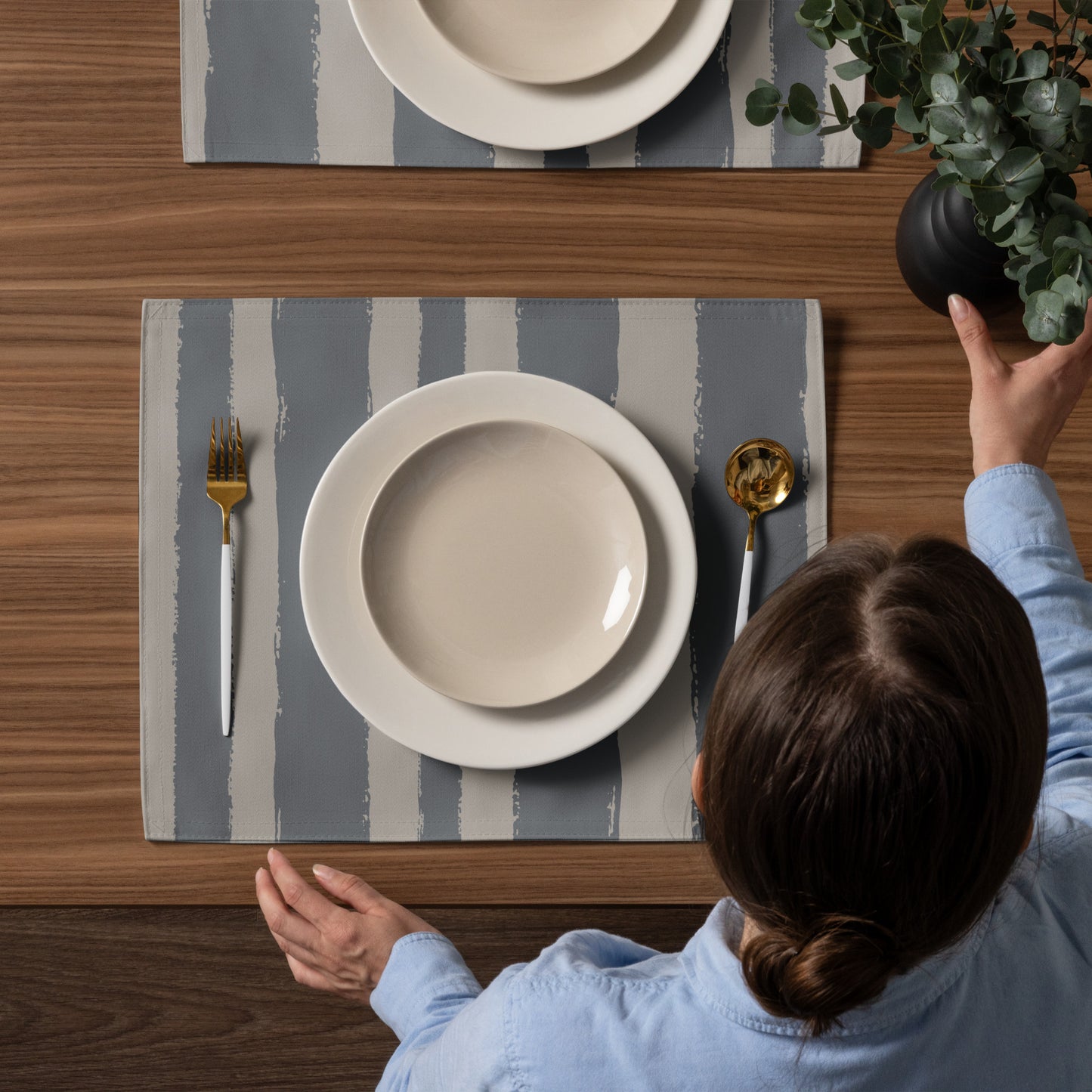 Placemat Set with Hand-painted Brush Stroke Print | PSBS-1203