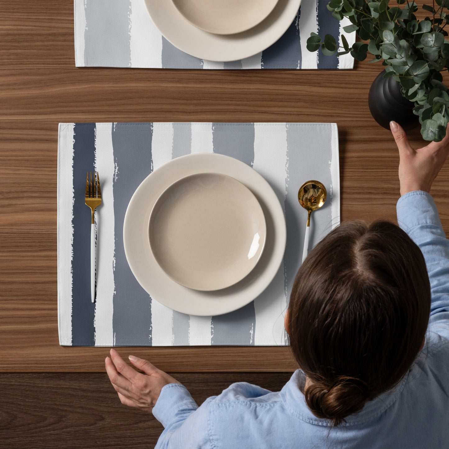 Placemat Set with Hand-painted Brush Stroke Print | PSBS-1221