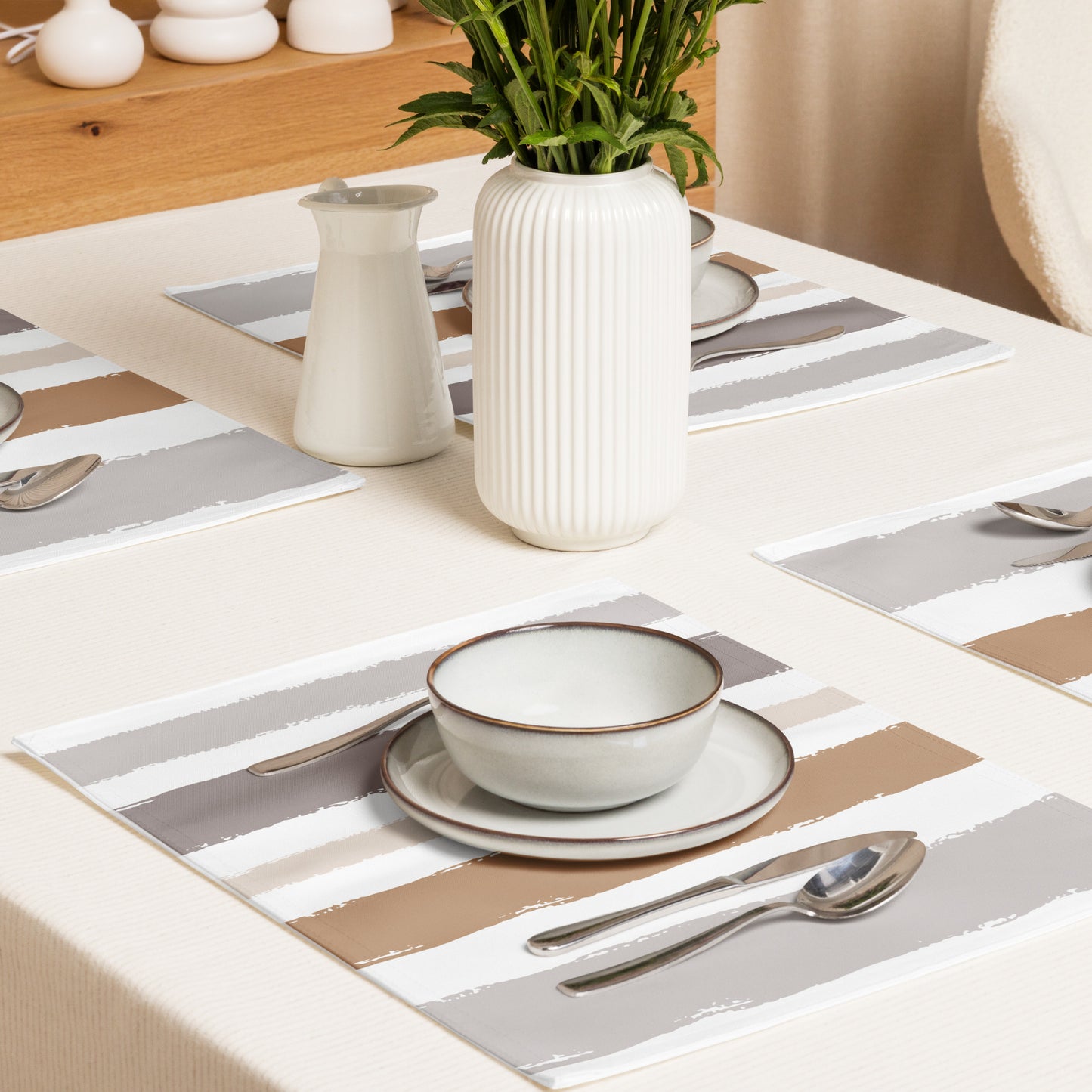 Placemat Set with Hand-painted Brush Stroke Print | PSBS-1222