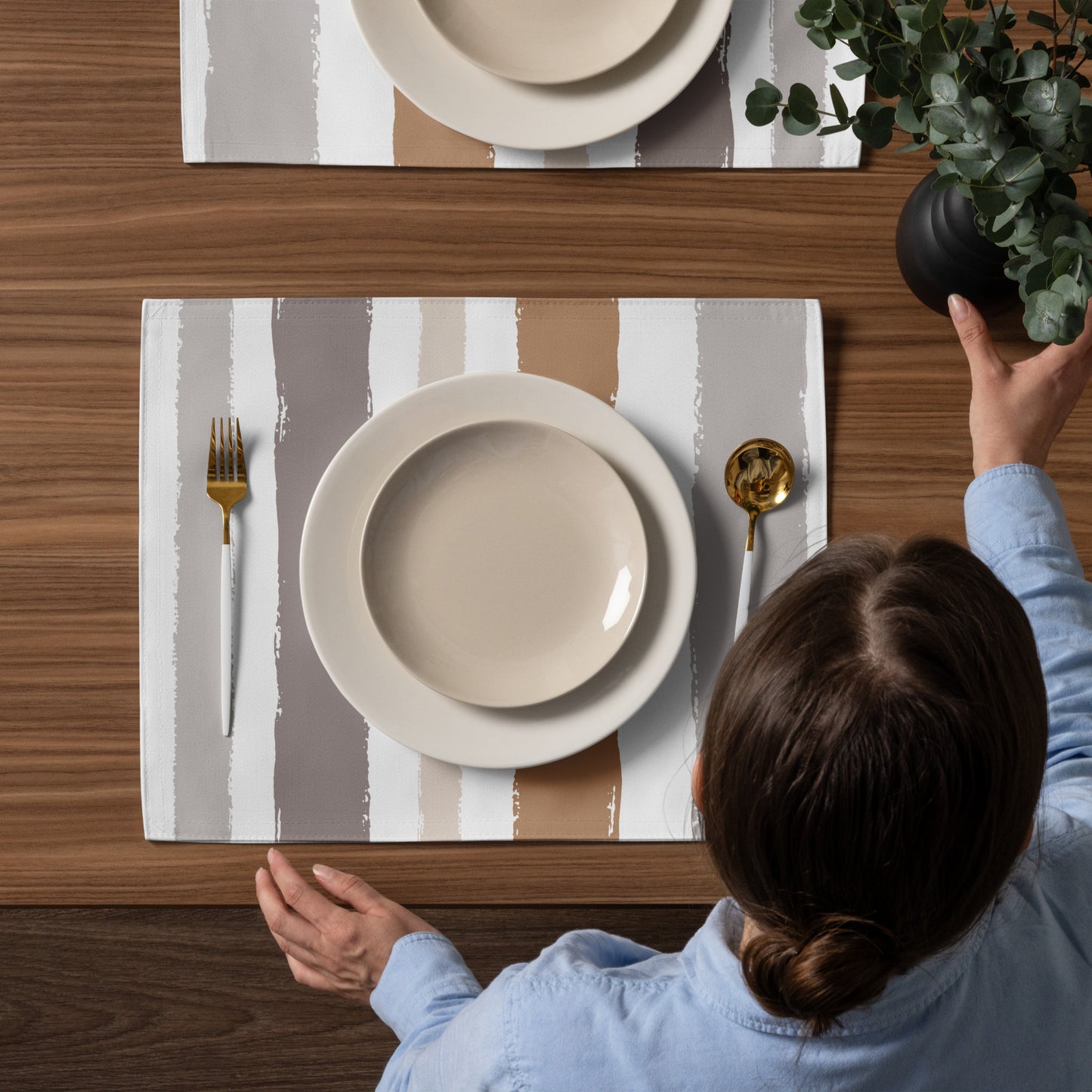 Placemat Set with Hand-painted Brush Stroke Print | PSBS-1222